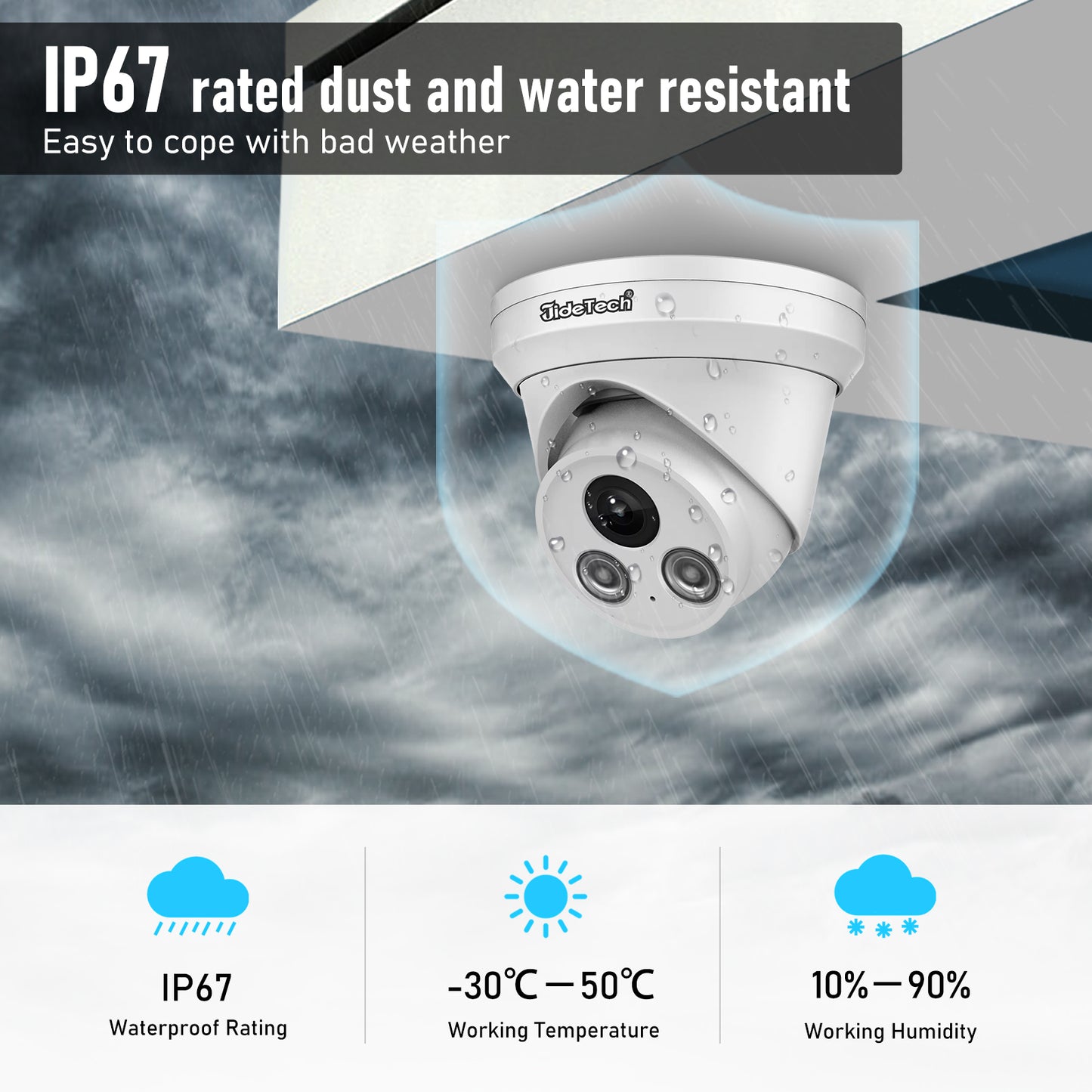 JideTech 5MP Dual Lights POE 24V Full color Night vision Dome lP Camera (DM04-5MP)