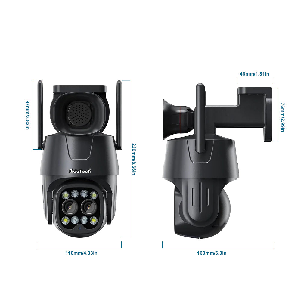 JideTech 2MP Dual Lens 4G Wi-Fi PTZ Cameras (Q4-2MP4G)