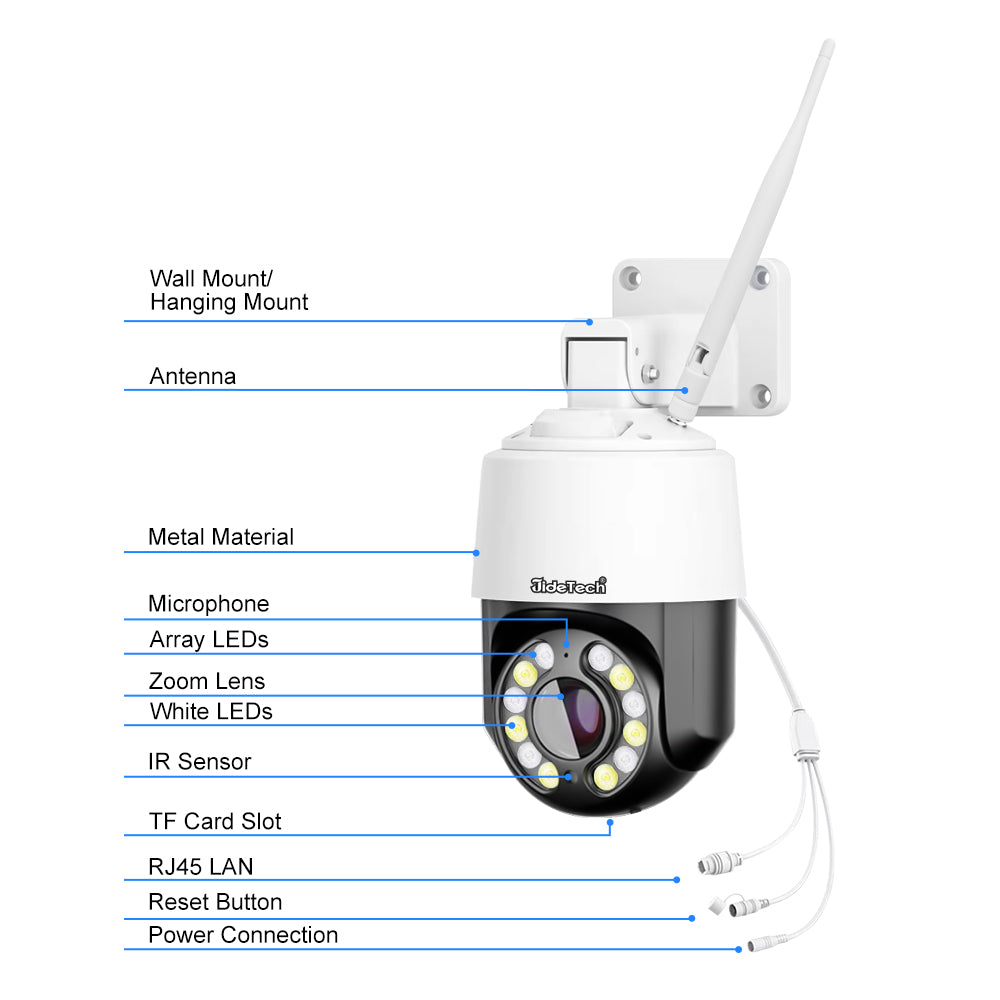 JideTech 3.5inch 10X 2MP 4G (Red & Blue Alert ) PTZ Camera (Q7-10X-2MP4G)