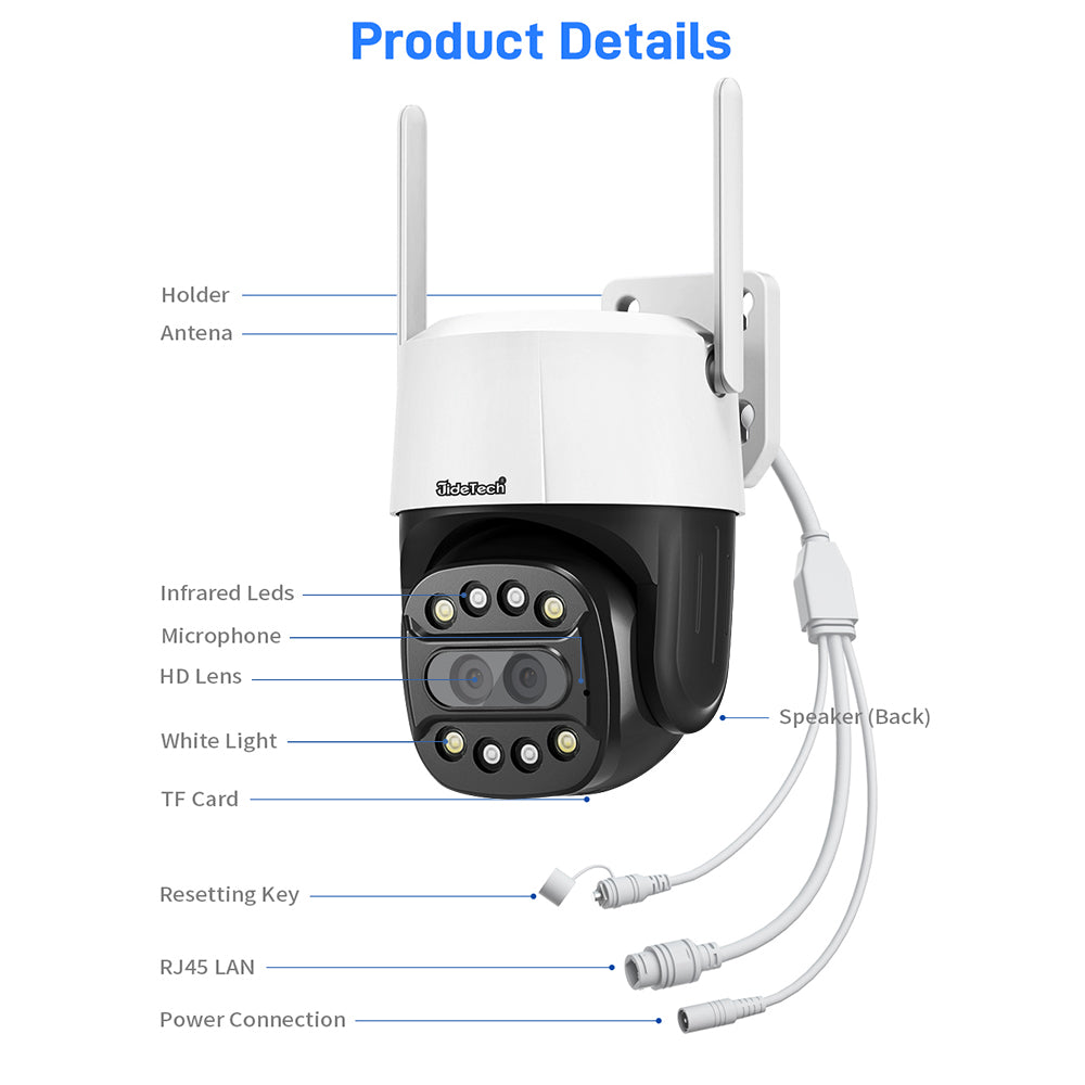 JideTech 8MP Dual Lens 4G Wi-Fi PTZ Cameras (Q2-2-8MP4G)