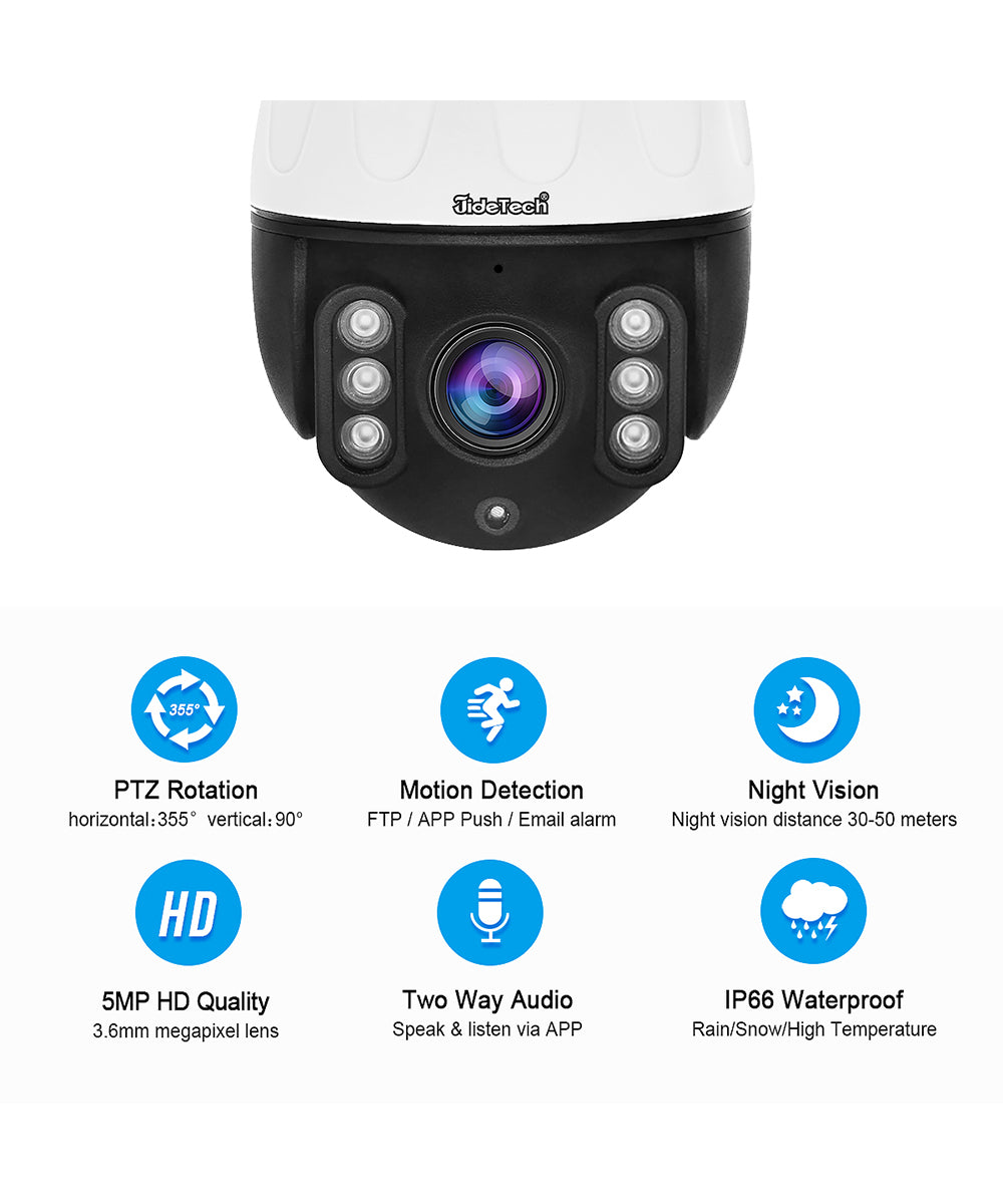 JideTech 5MP/8MP 5X Zoom PoE PTZ IP Surveillance Camera (P3-5X-5MP)