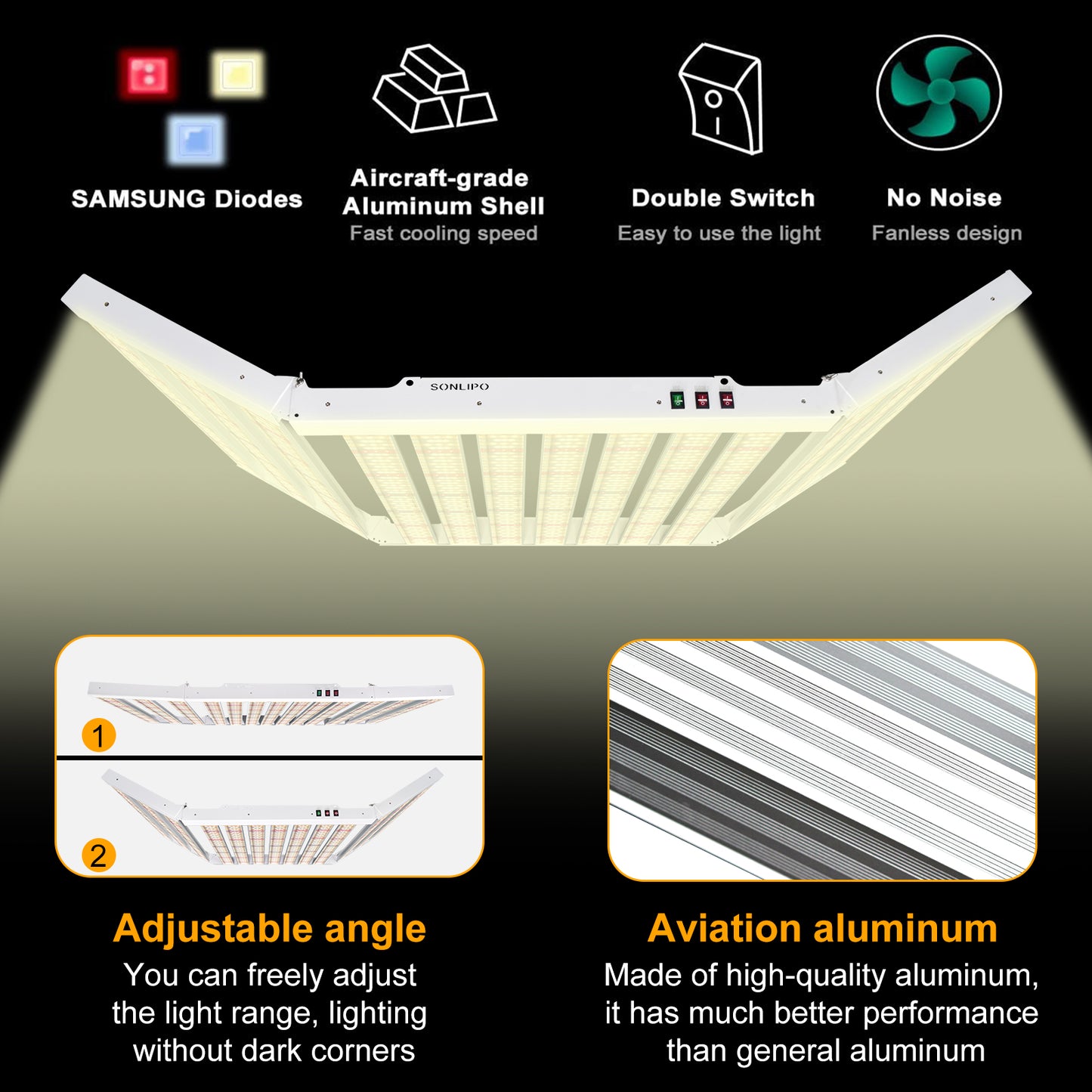 JideTech 600W foldable full spectrum vertical farming growing systems Led Grow Light (SPF6000-600W)