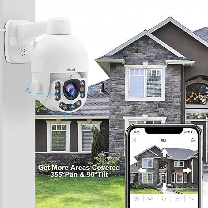 JideTech Outdoor PTZ POE Security Camera, HD 5MP Auto Tracking IP Camera with 5X Zoom