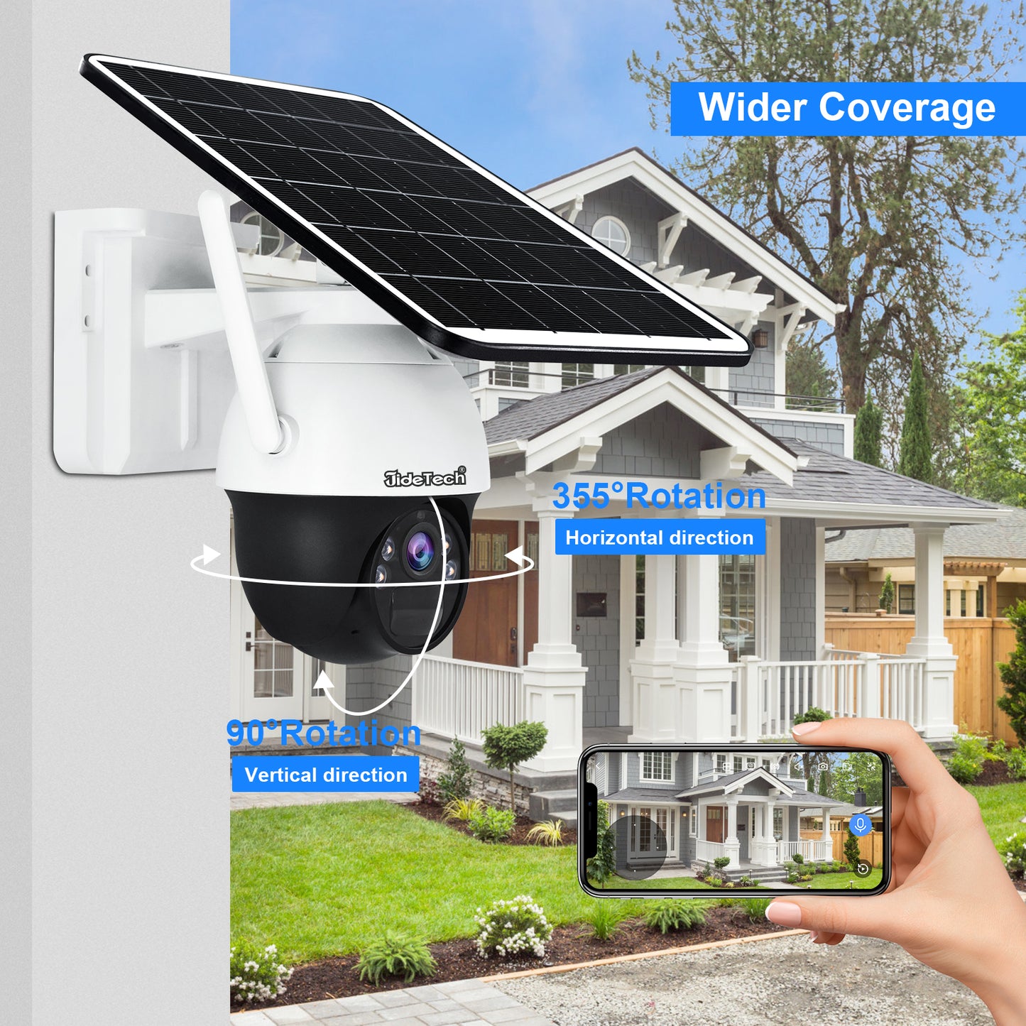 JideTech 4MP Wireless Solar Powered Security IP Camera for Outdoor with 10800MAH battery  (S5-4MPW)