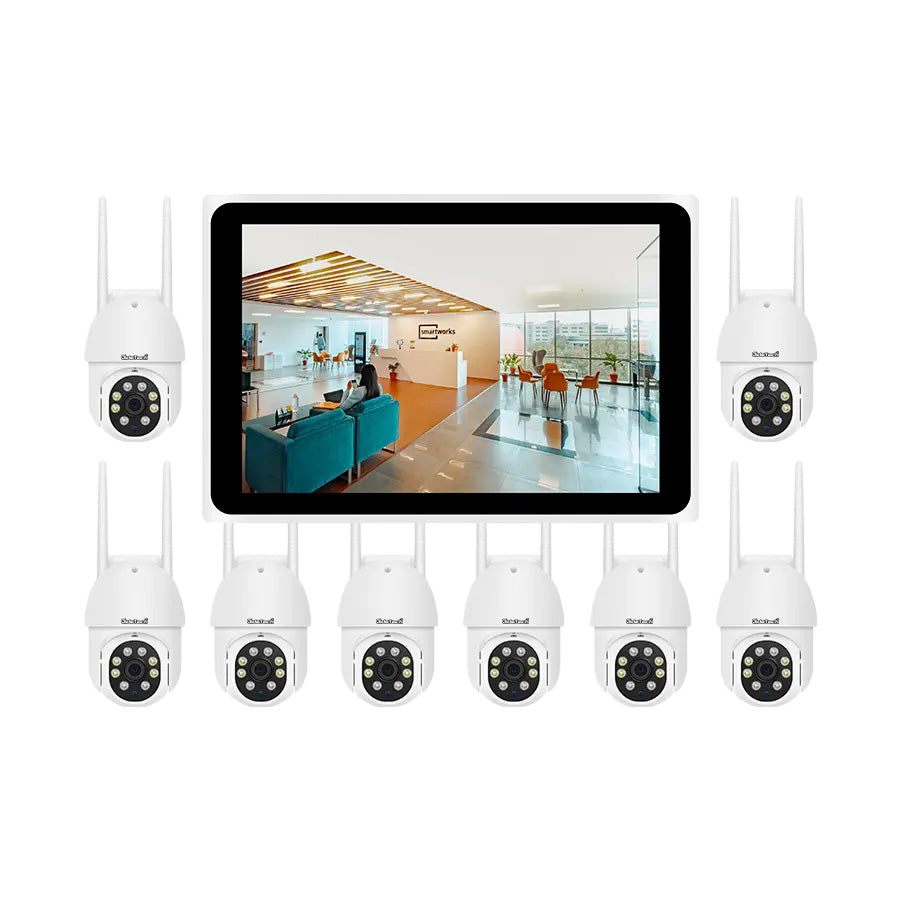 JideTech 3MP 8CH Wireless IP Camera with HD Slim10.1 inch 1x 8CH 1080P All-in-one screen Host(NK4-8H-3MPW-QD)