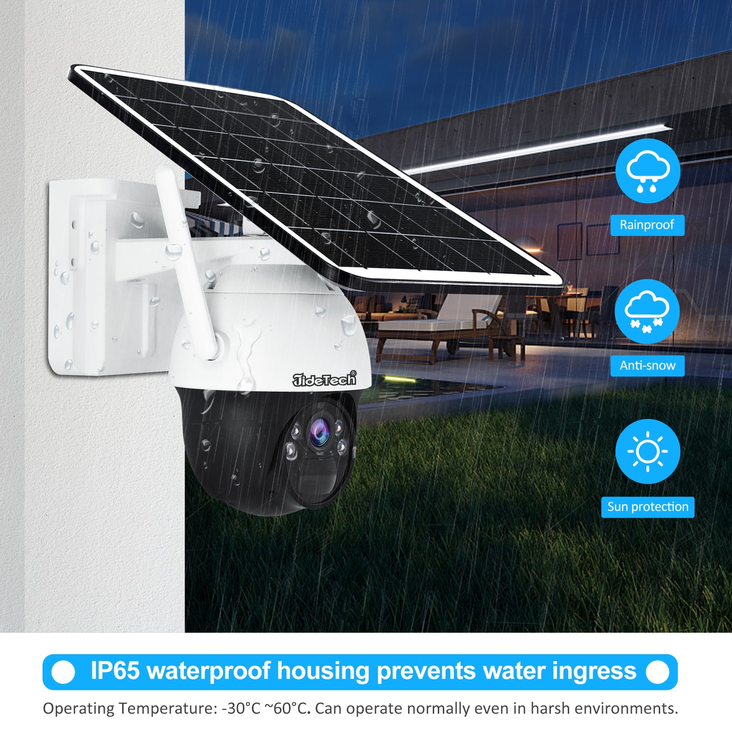 JideTech 4MP Wireless Solar Powered Security IP Camera for Outdoor with 10800MAH battery  (S5-4MPW)