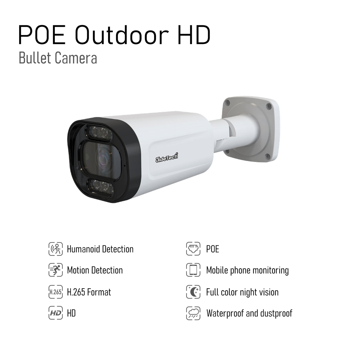 JideTech 5MP/8MP POE Bullet Camera Outdoor IP Camera (BC5V-5MP)