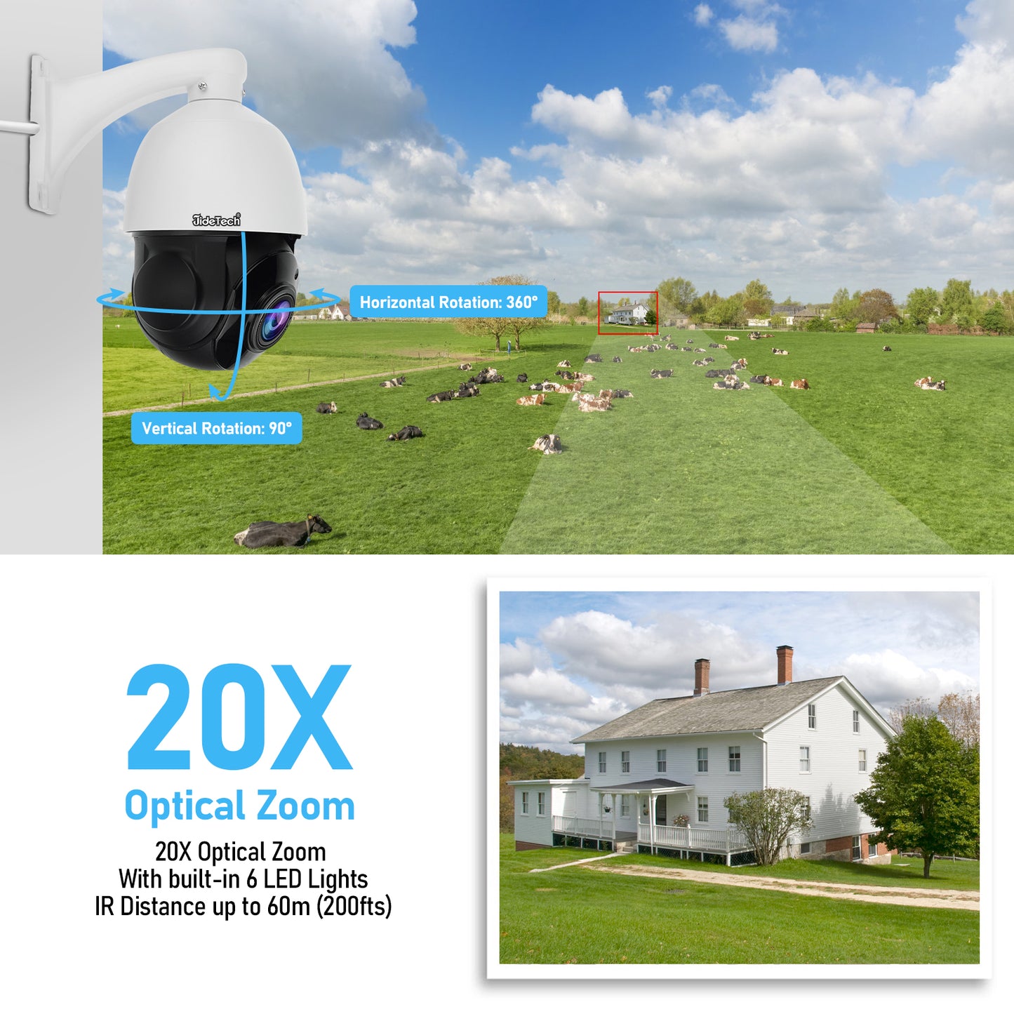 JideTech 5MP/8MP PoE 20X Infrared PTZ IP Camera(P2-20X-5MP )