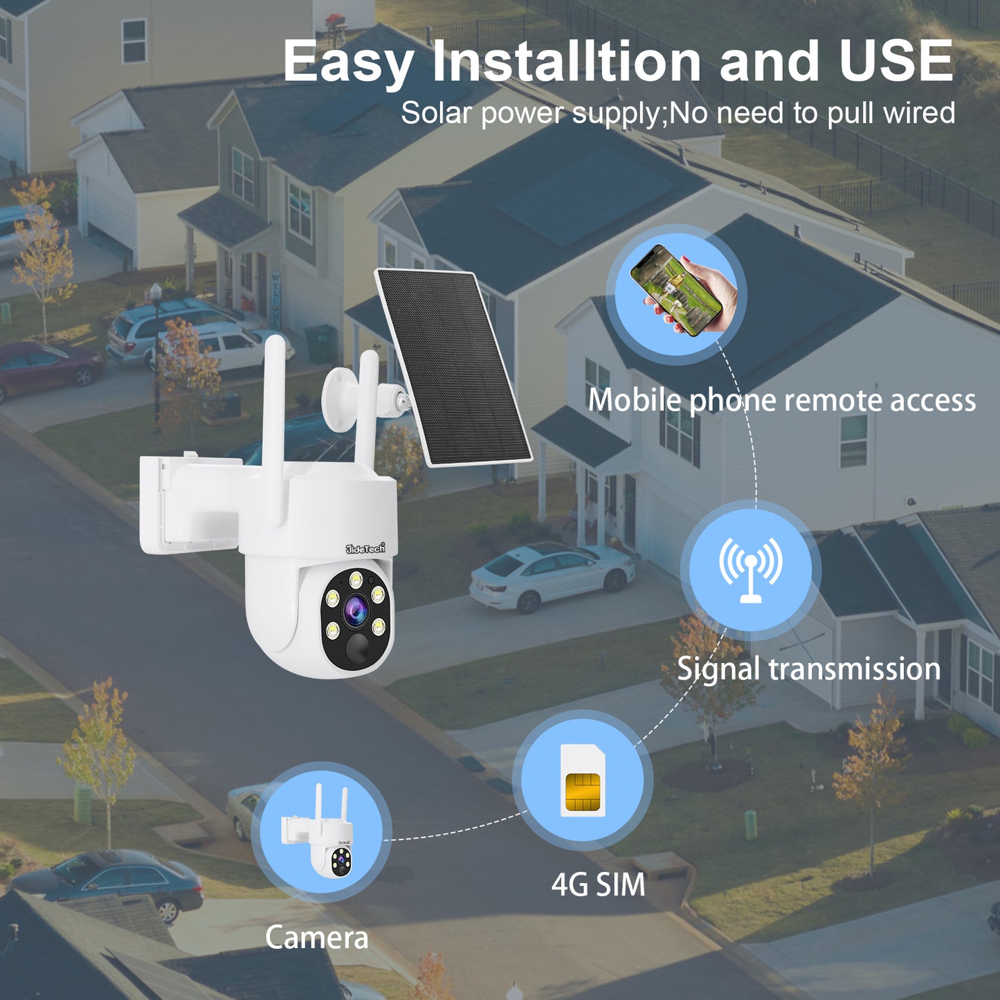 JideTech 4G 4MP Mini Solar Power IP Camera (S7-4MP4G)