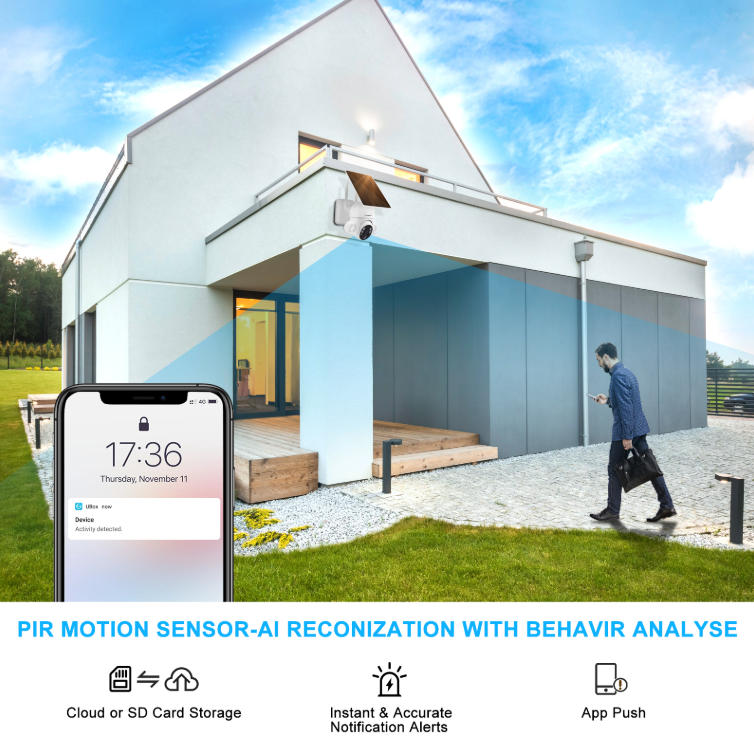 JideTech 1080P Wireless WiFi PTZ Audio Solar Security Camera (SL022-2MPW)