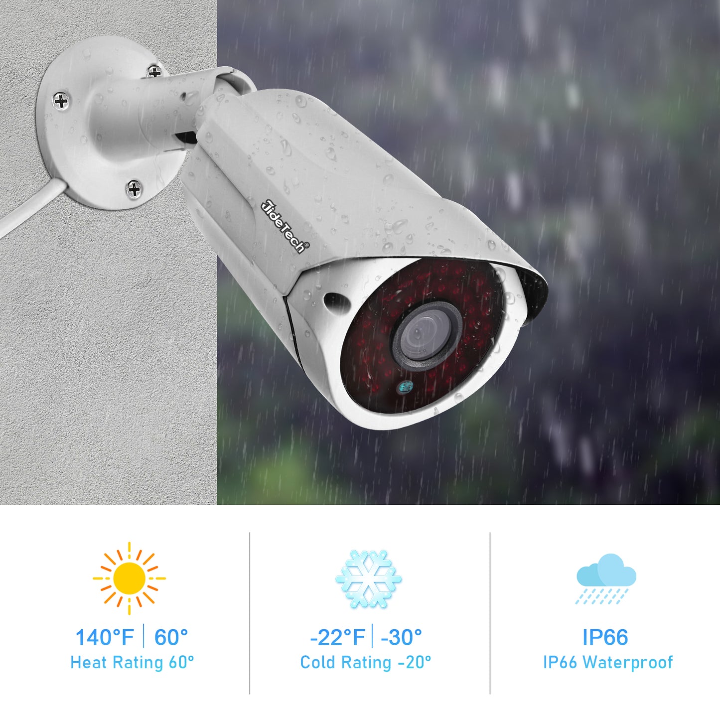 JideTech 5MP POE Bullet IP Security Camera Night Vision Waterproof IP66 (BC1-5MP)