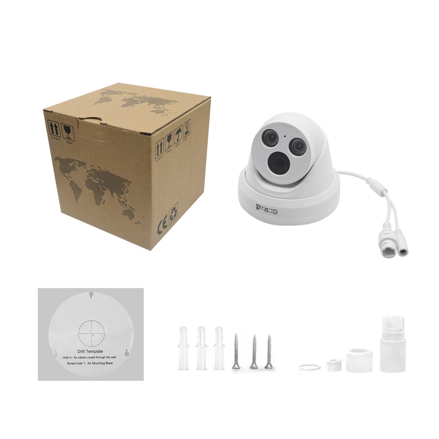JideTech 5MP Dual Lights POE 24V Full color Night vision Dome lP Camera (DM04-5MP)