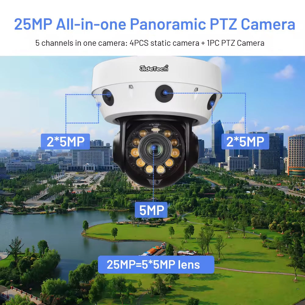 JideTech 25MP(5*5MP) Panoramic Smart Linkage Multi-tasking High speed PTZ Camera(P23)