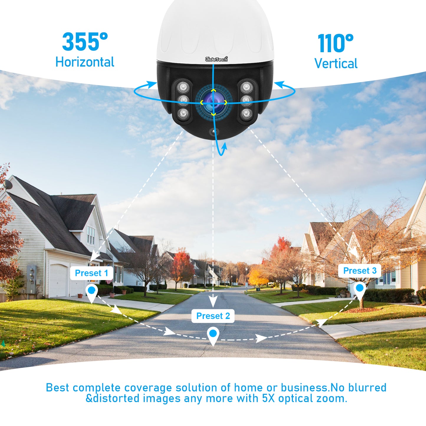 JideTech 5MP/8MP WiFi 5X Zoom PTZ IP Camera (P3-5X-5MPW)