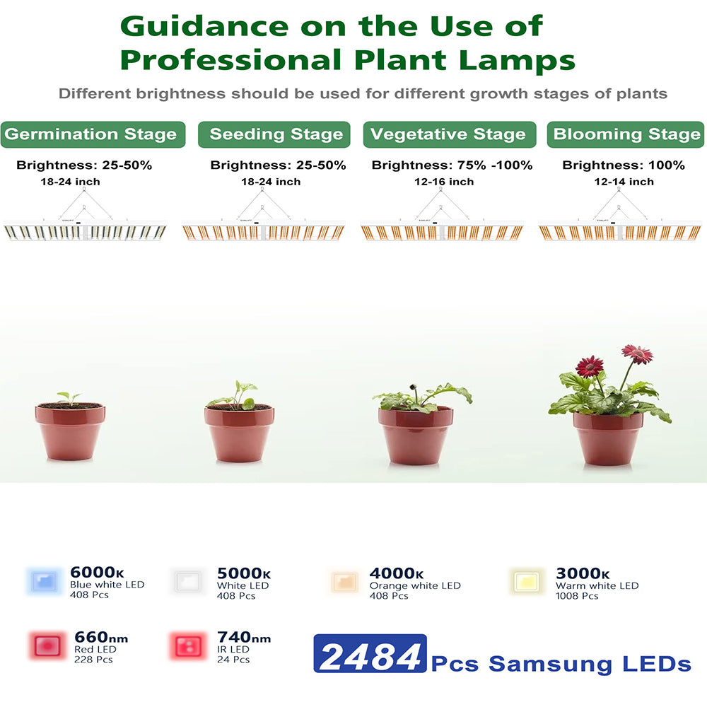 JideTech LED Grow Light 600W with Full Spectrum Veg & Bloom Dimmer Timer Energy Saving LED Plant Light Fixture(600W SPF6000PRO)