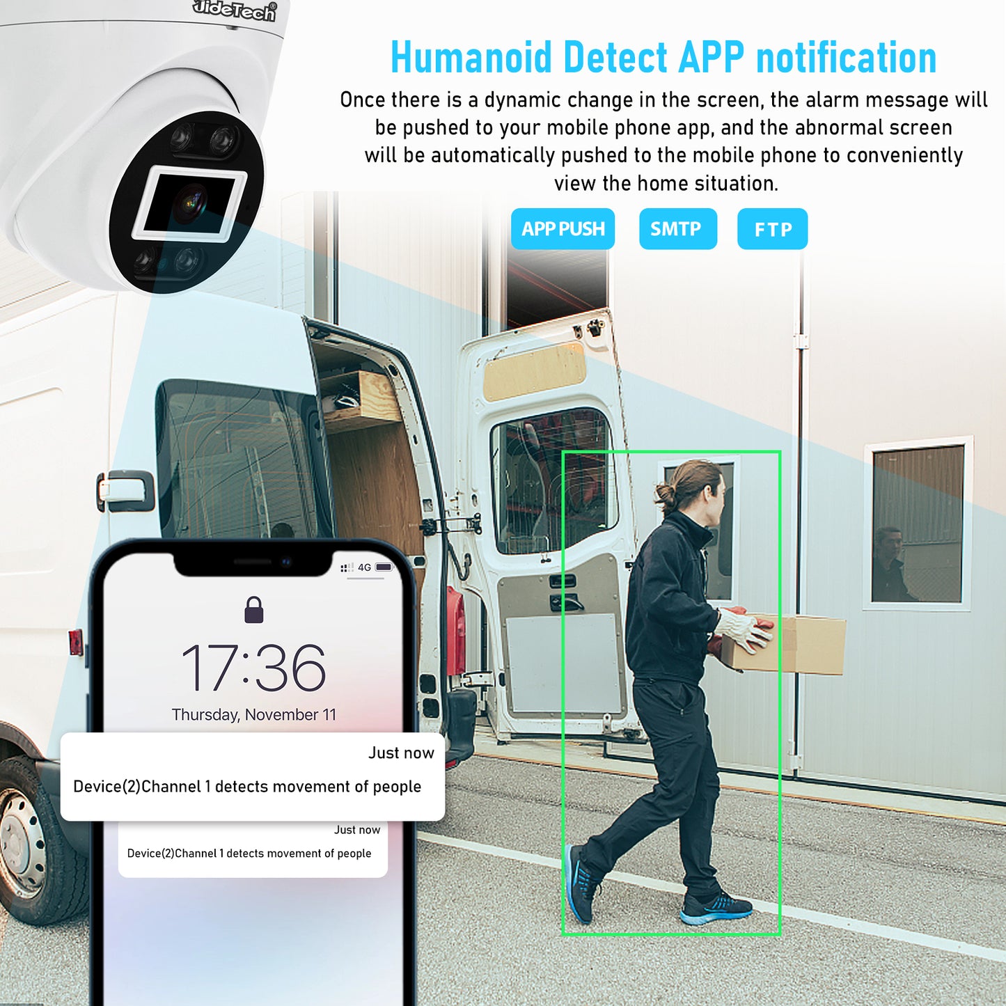 JideTech 5MP/8MP 4CH POE Dome Camera with NVR Indoor/Outdoor Camera Kit (NK5-4H-5MP)