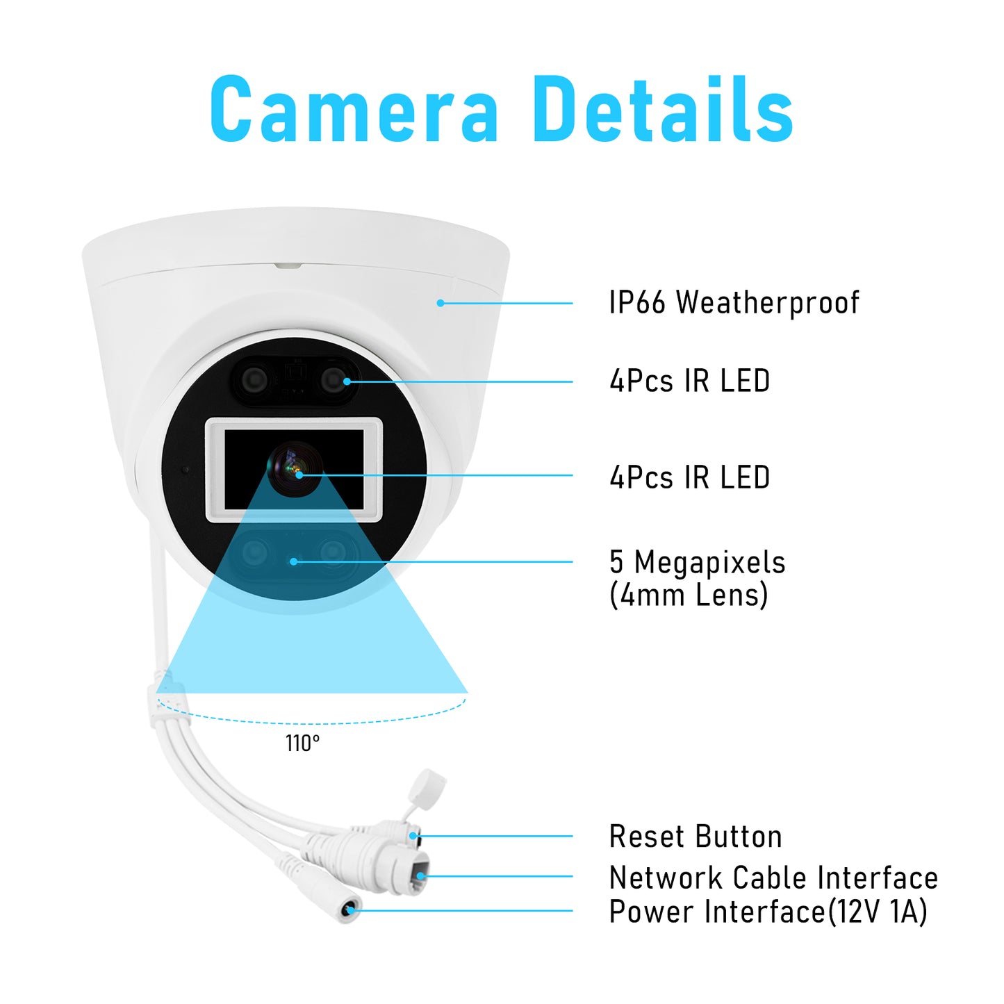JideTech 5MP/8MP PoE Dome ColorVu IP Surveillance Camera (DM02-5MP)
