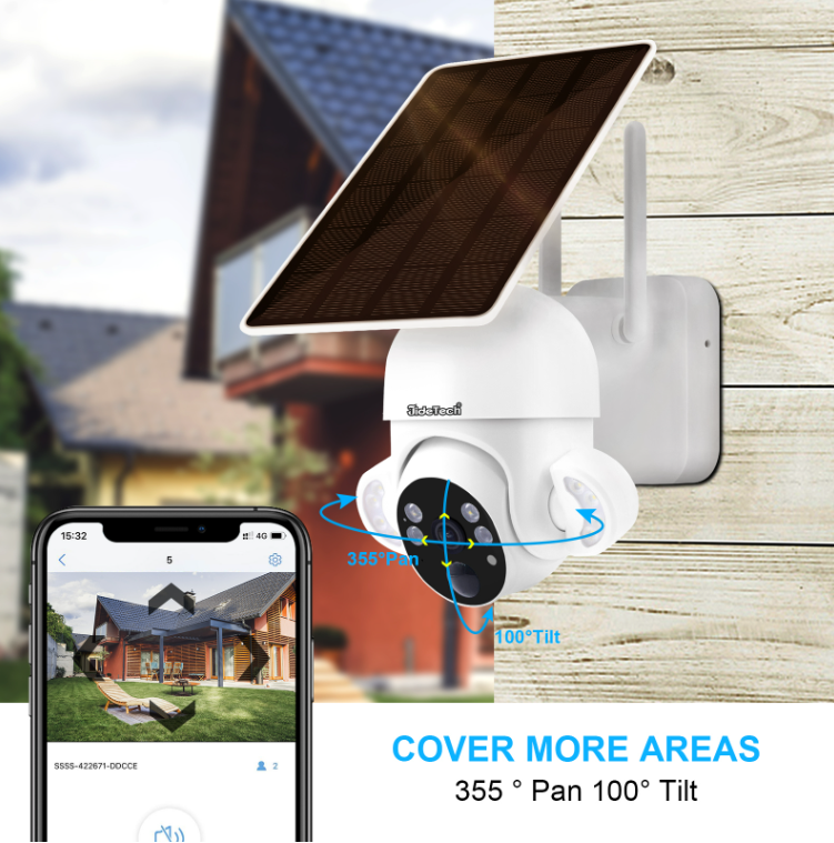 JideTech 1080P Wireless WiFi PTZ Audio Solar Security Camera (SL022-2MPW)