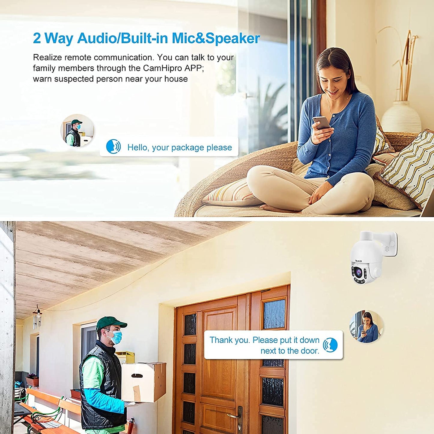 JideTech Outdoor PTZ POE Security Camera, HD 5MP Auto Tracking IP Camera with 5X Zoom