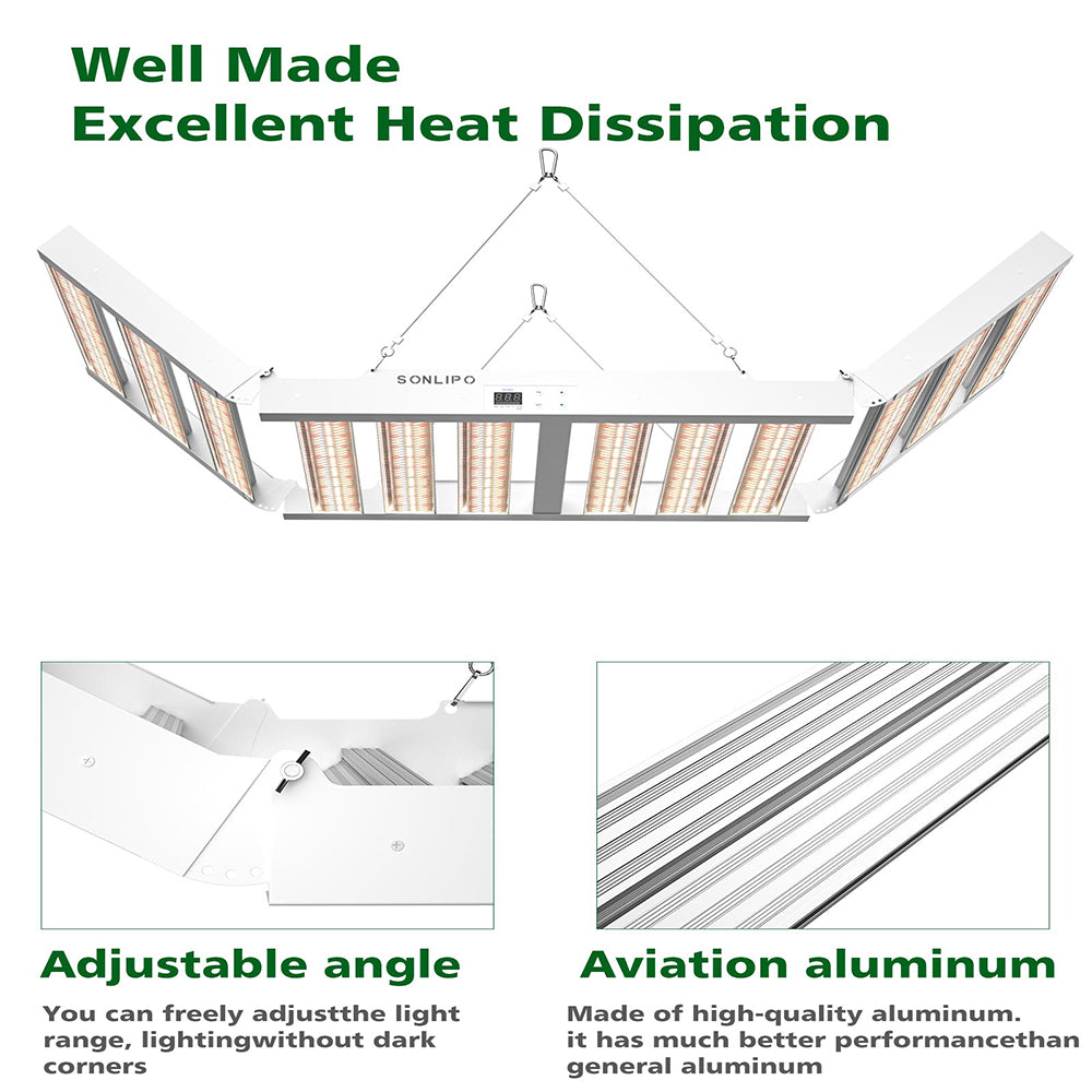JideTech LED Grow Light 600W with Full Spectrum Veg & Bloom Dimmer Timer Energy Saving LED Plant Light Fixture(600W SPF6000PRO)