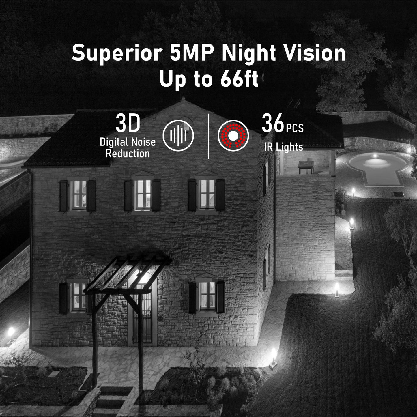 JideTech 5MP POE Bullet IP Security Camera Night Vision Waterproof IP66 (BC1-5MP)