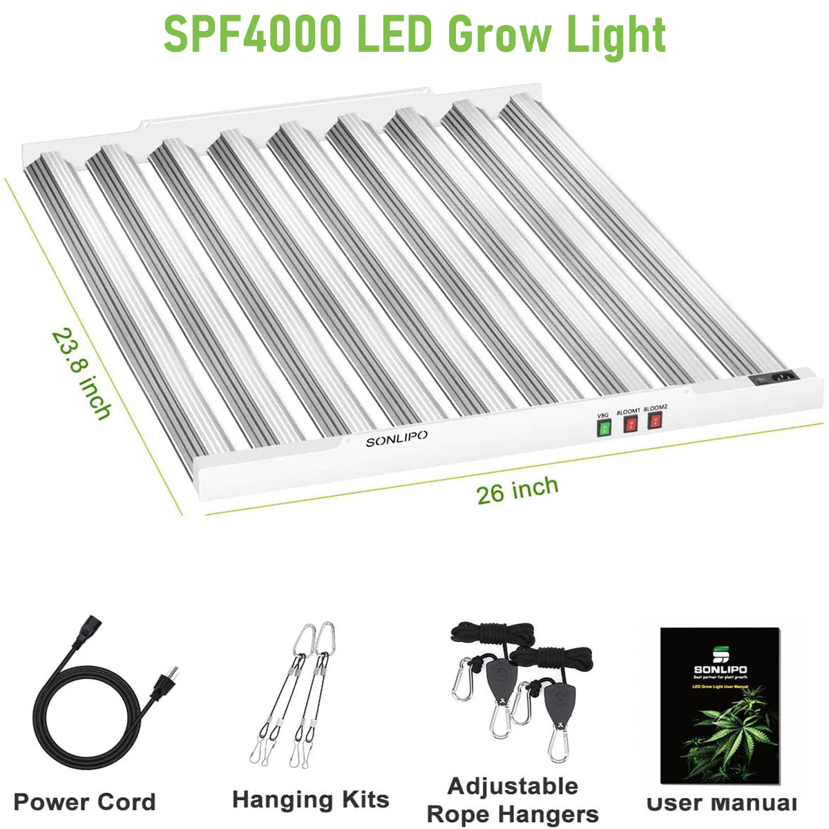 JideTech Plant Grow Lights With Aluminum Shell 9 Bars Light for Indoor Plant Different Full Spectrum Led Grow Lamp(SPF4000-400W)