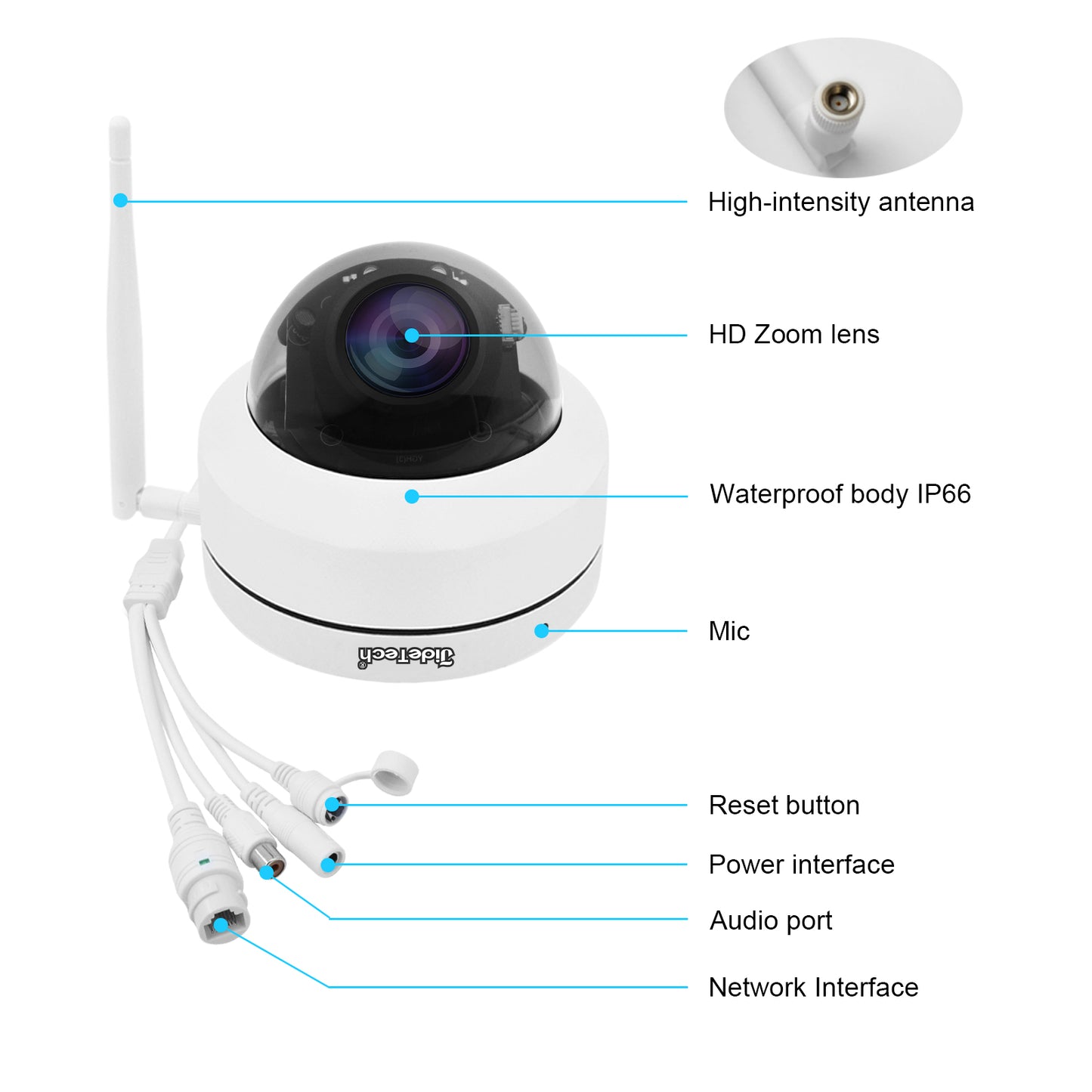 JideTech 5MP Wifi 5X Optical Zoom PTZ Camera(P1-5X-5MPW)