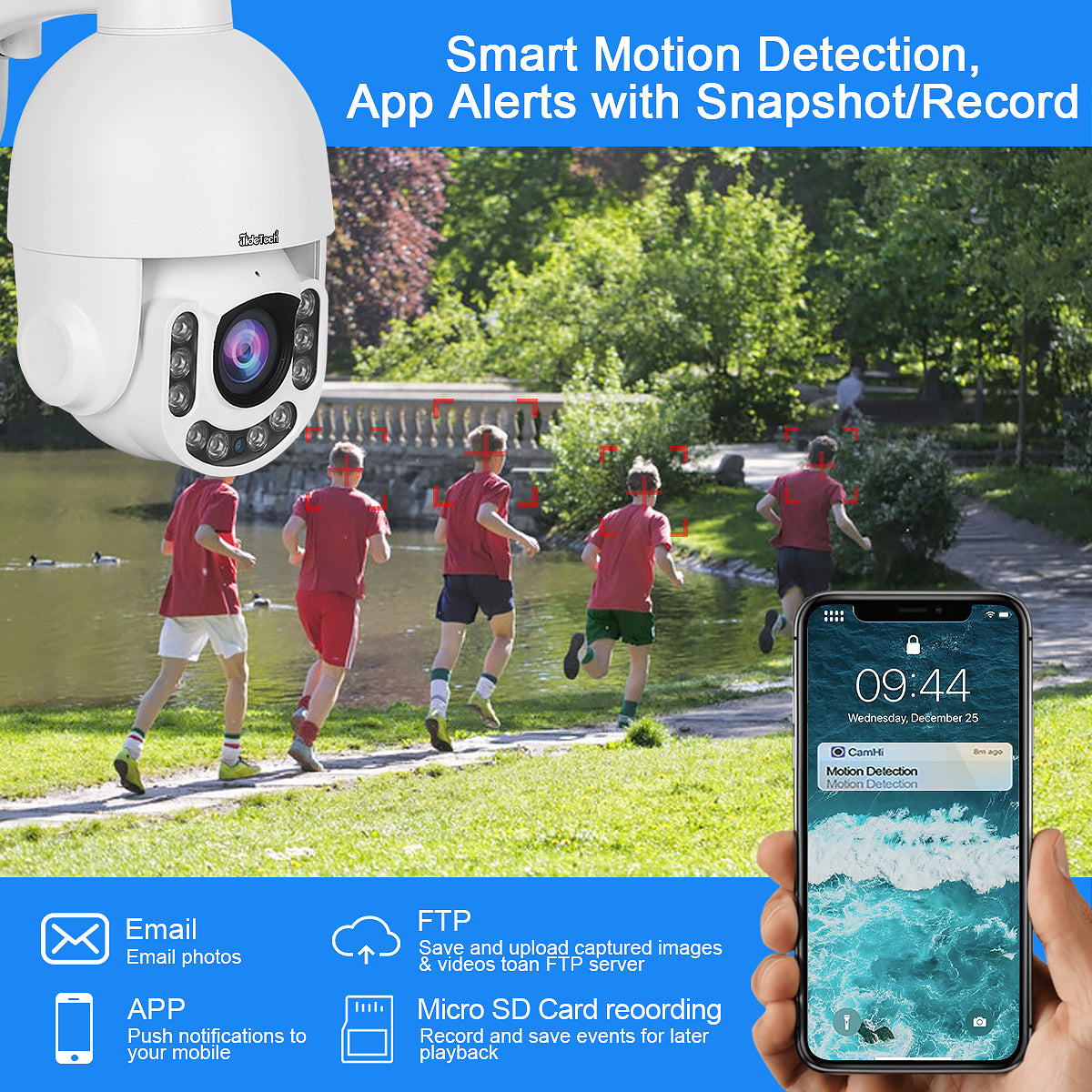 JideTech 5MP PTZ WiFi Camera Outdoor,5X Optical Zoom Camera with Auto-Tracking Camera Free Shipping (UK Stock)
