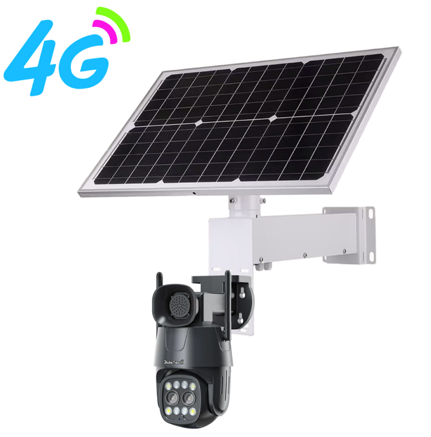 JideTech 2MP/4MP/8MP 4G Dual Lens Solar Powered PTZ Security Camera(Q4-8MP4G)