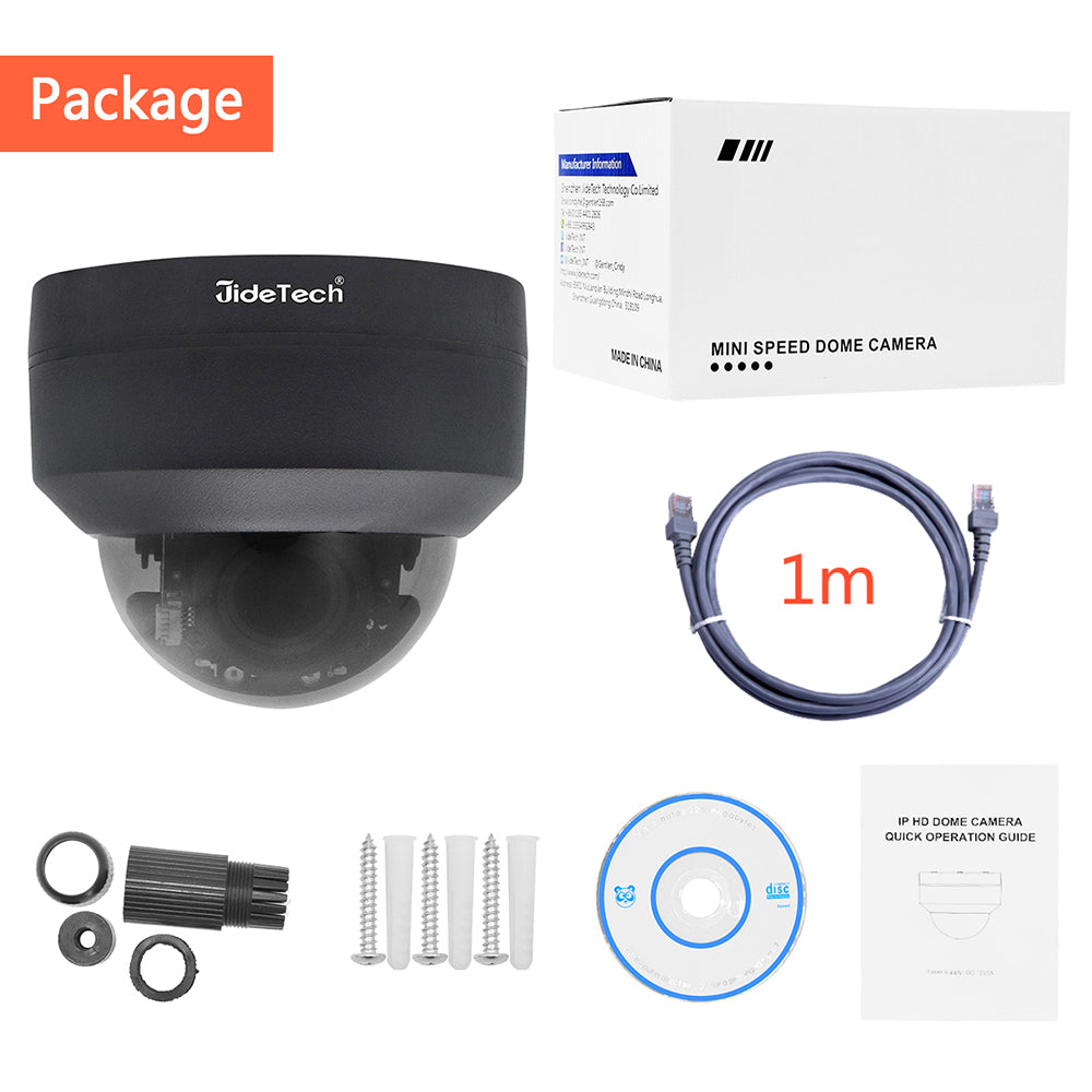 JideTech 5MP Metal Dome PoE IP Camera With SD Card Slot Free Shipping (P1-4X-5MPB)