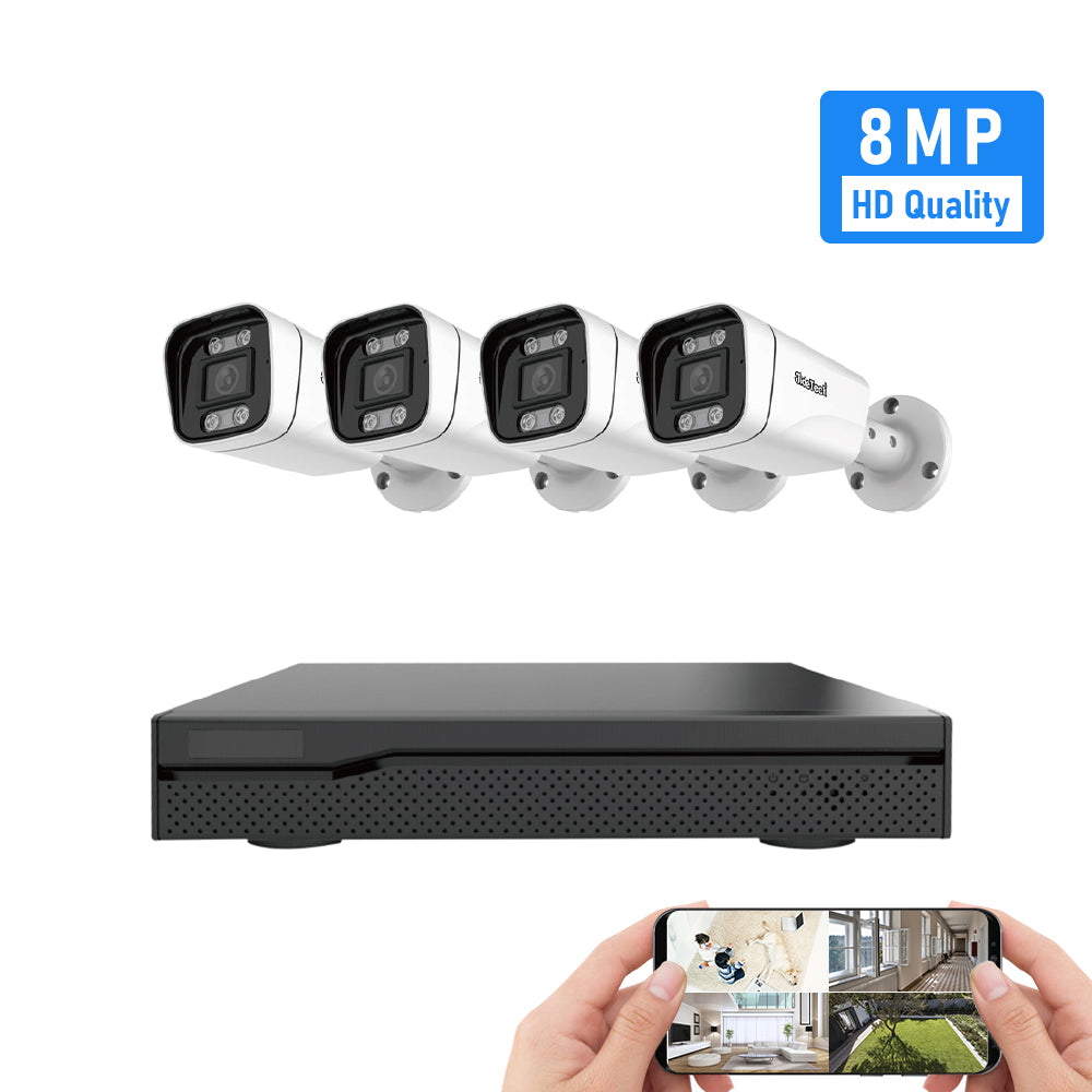 JideTech 4K Ultra HD 8MP POE Security Camera System Outdoor Home (NK3-4H-8MP)