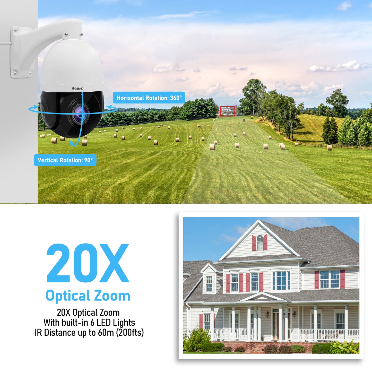 JideTech Security Surveillance IP Camera 20X Optical Zoom CCTV POE Camera (P2-20X-8MP)
