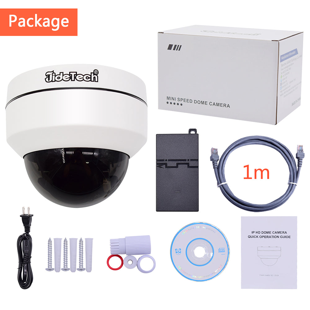 JideTech 360 Degree 1080P POE Dome PTZ Security Camera (P1-4X-2MP)