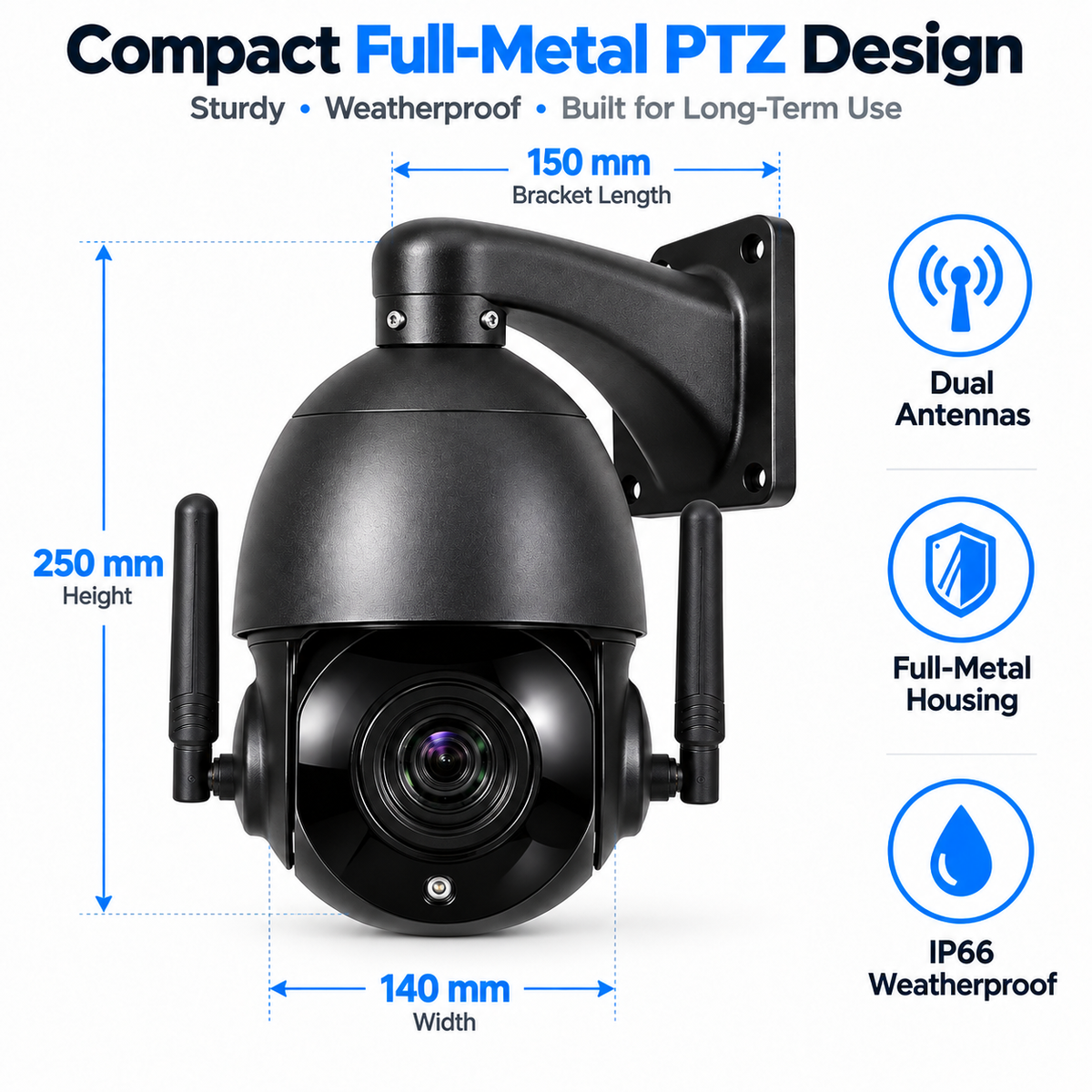 JideTech 8MP 20X WiFi PTZ IP Camera – ONVIF 2.4, RTSP/RTMP, AI Detection & Optional Absolute Positioning | P2