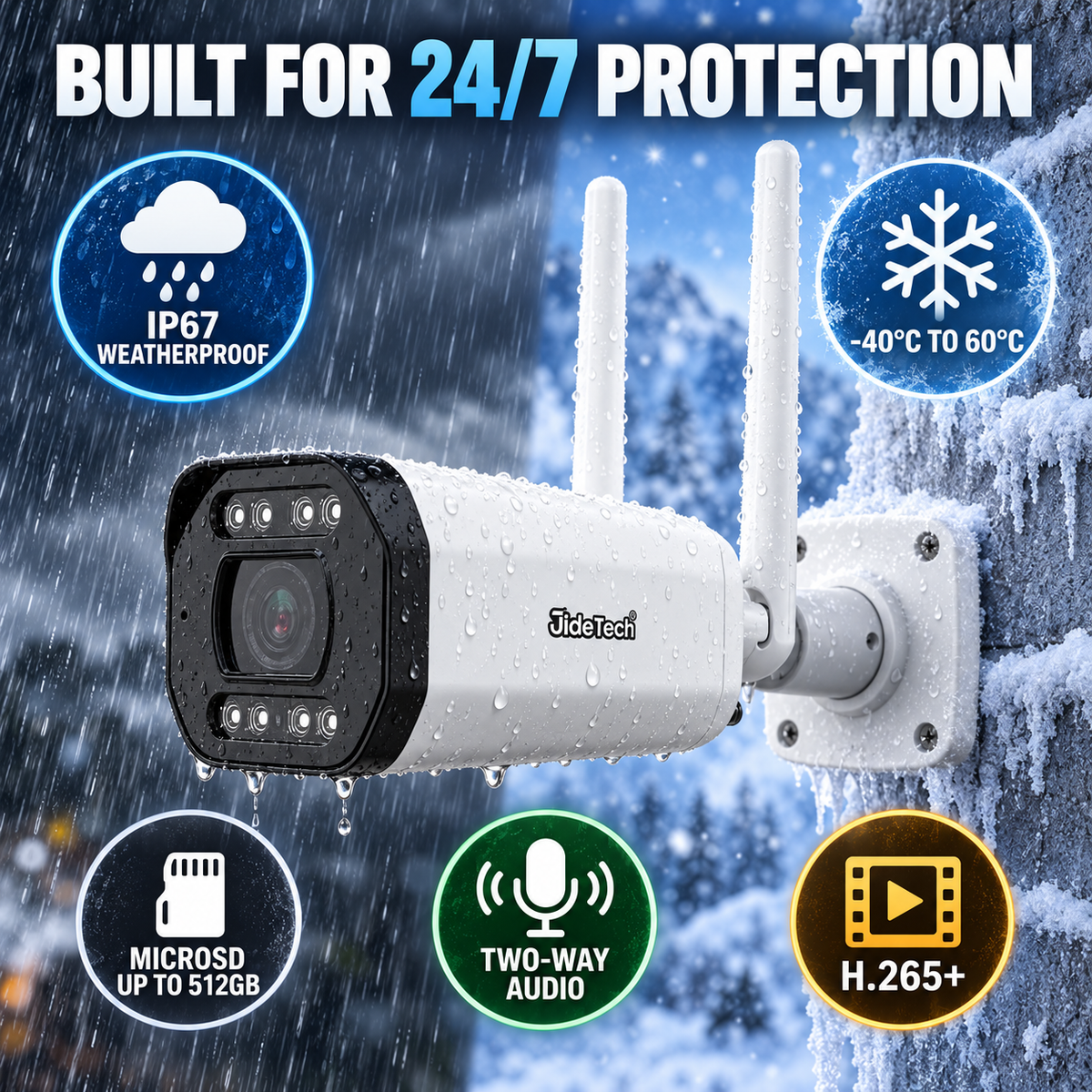 JideTech BC2V 8MP 5X 4G WiFi LAN OpenVPN Solar Security Camera