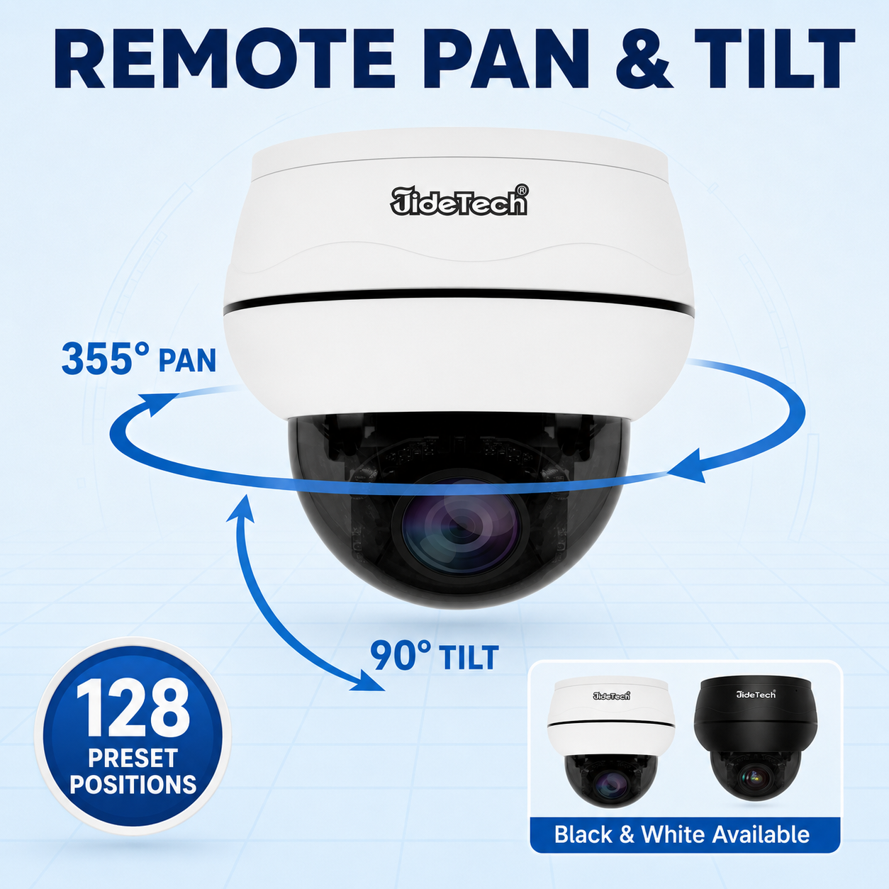 JideTech CamHi Pro 5MP/8MP PoE PTZ Camera, 5X Optical Zoom, Two-Way Audio – P1 Plus