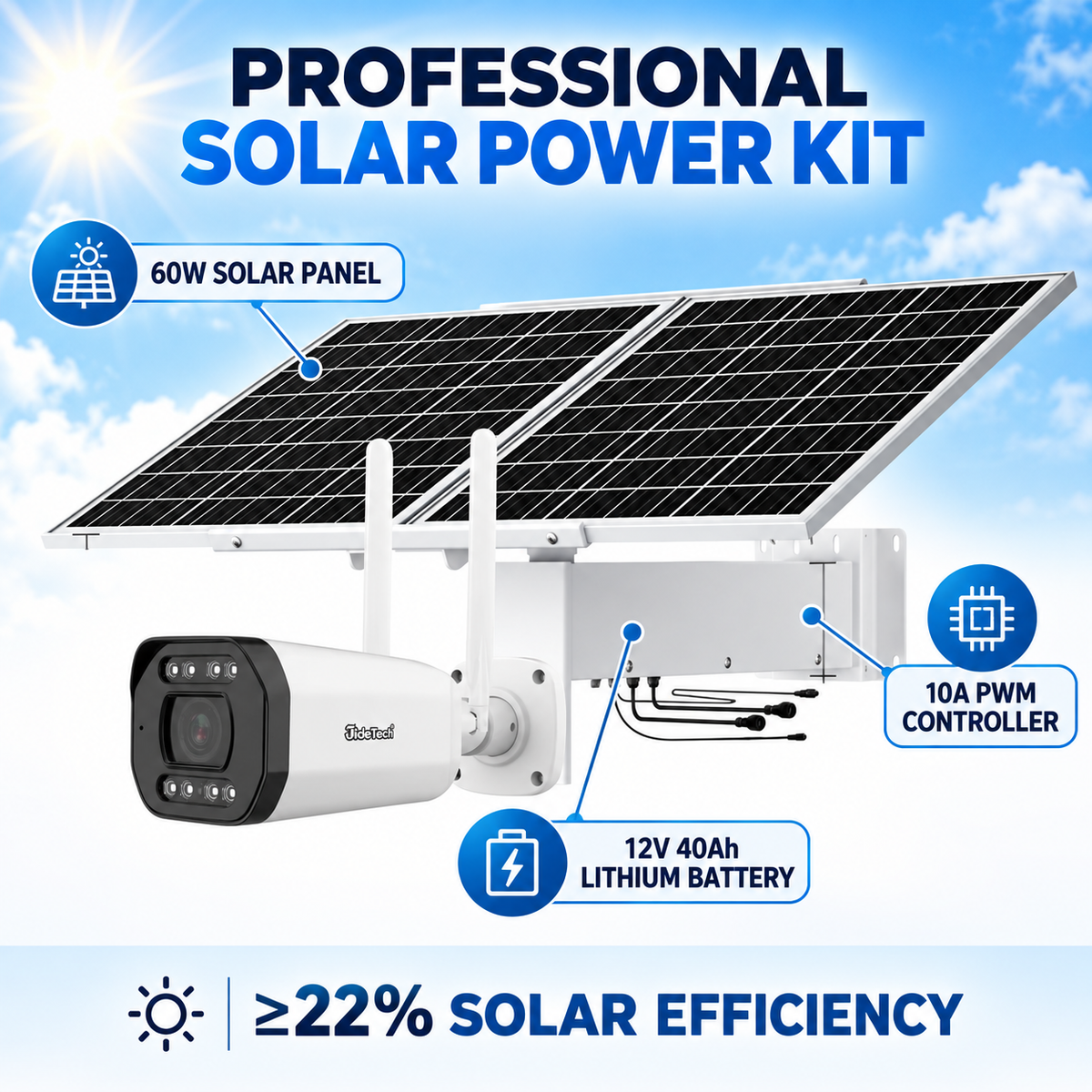 JideTech BC2V 8MP 5X 4G WiFi LAN OpenVPN Solar Security Camera