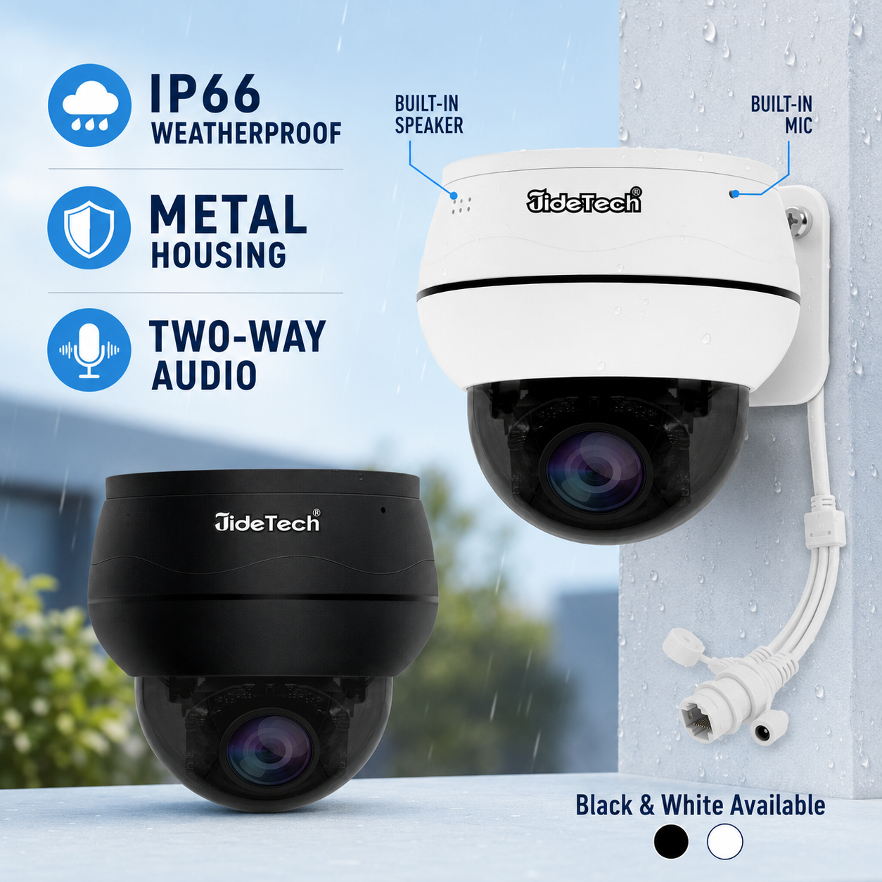 JideTech CamHi Pro 5MP/8MP PoE PTZ Camera, 5X Optical Zoom, Two-Way Audio – P1 Plus