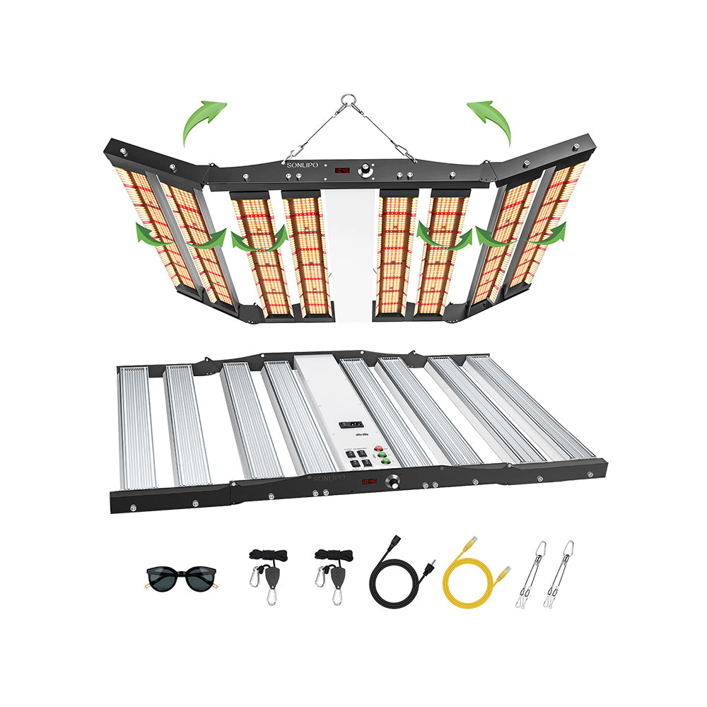 JideTech LED Plant Light Samsung Led 8 Bar Adjustable 650W Full Spectrum Led Grow Light Lamp Horticulture Indoor Plant (SPC6500-650W)