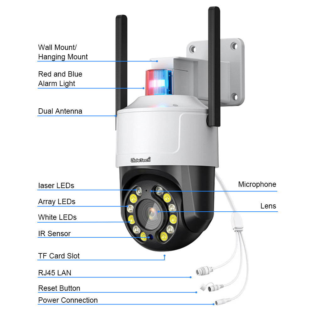 JideTech 3.5inch 5X Zoom 4G (Red & Blue Alert ) PTZ Camera  (Q6-5X-2MP4G)