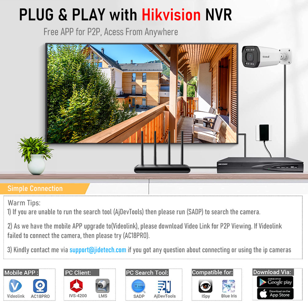 JideTech 12MP 5X Zoom PoE Bullet IP Camera (BC2V-12MP)