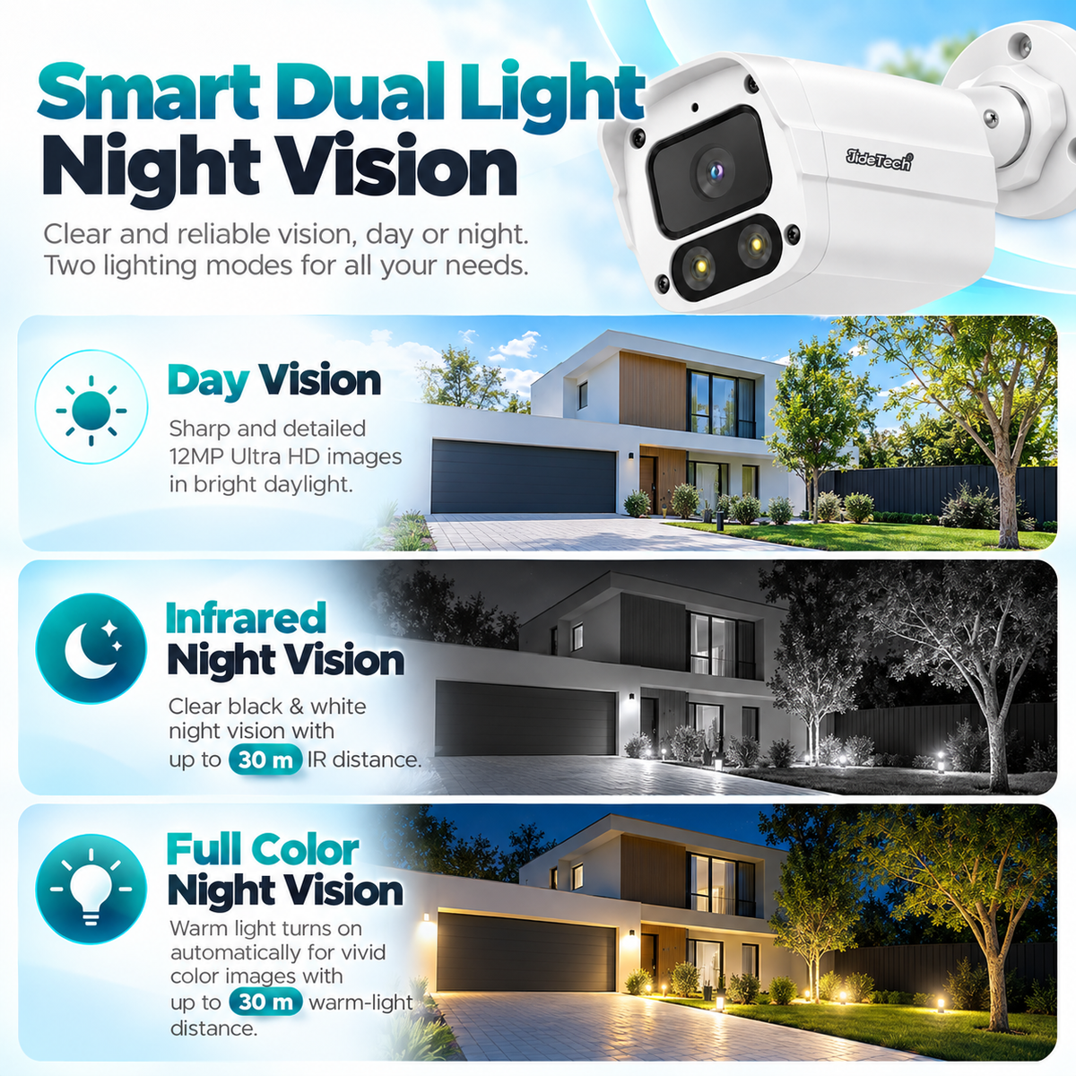 12MP smart dual light night vision bullet camera