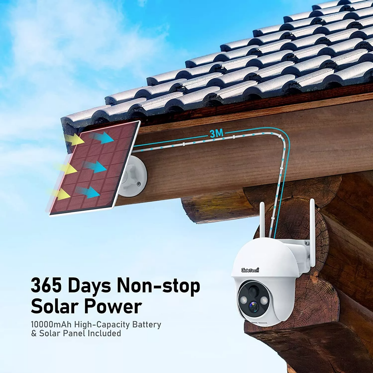 JideTech 2MP  WIFI Camera With 9600mAh Solar Panel (S50-SL2MPW)