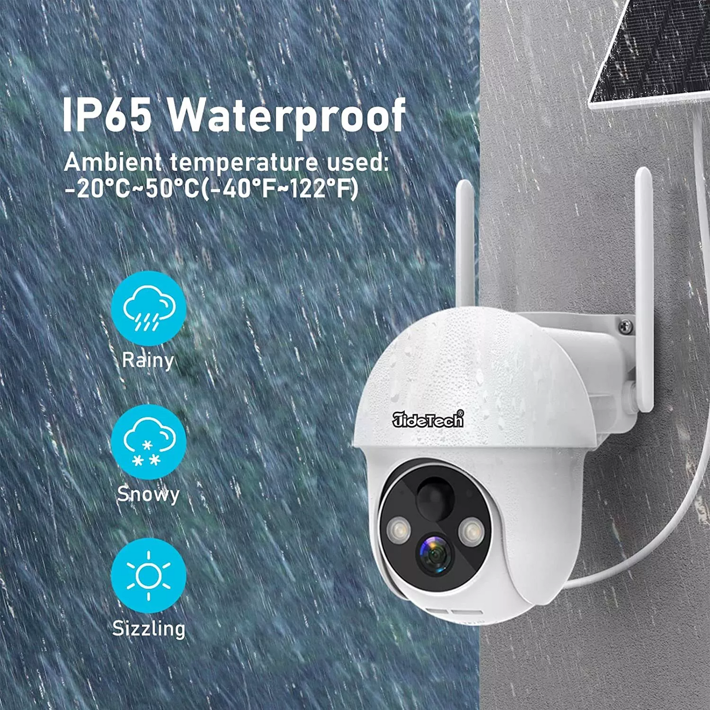 JideTech 2MP  WIFI Camera With 9600mAh Solar Panel (S50-SL2MPW)