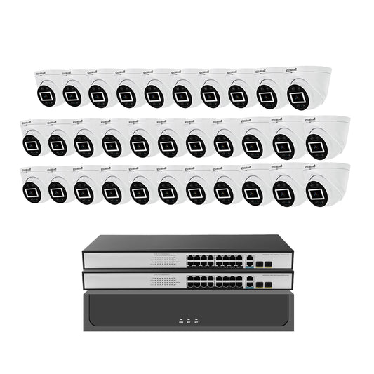 JideTech 5MP/8MP 32CH POE Dome Camera NVR Kit for Home Security(NK5-32H-5MP)