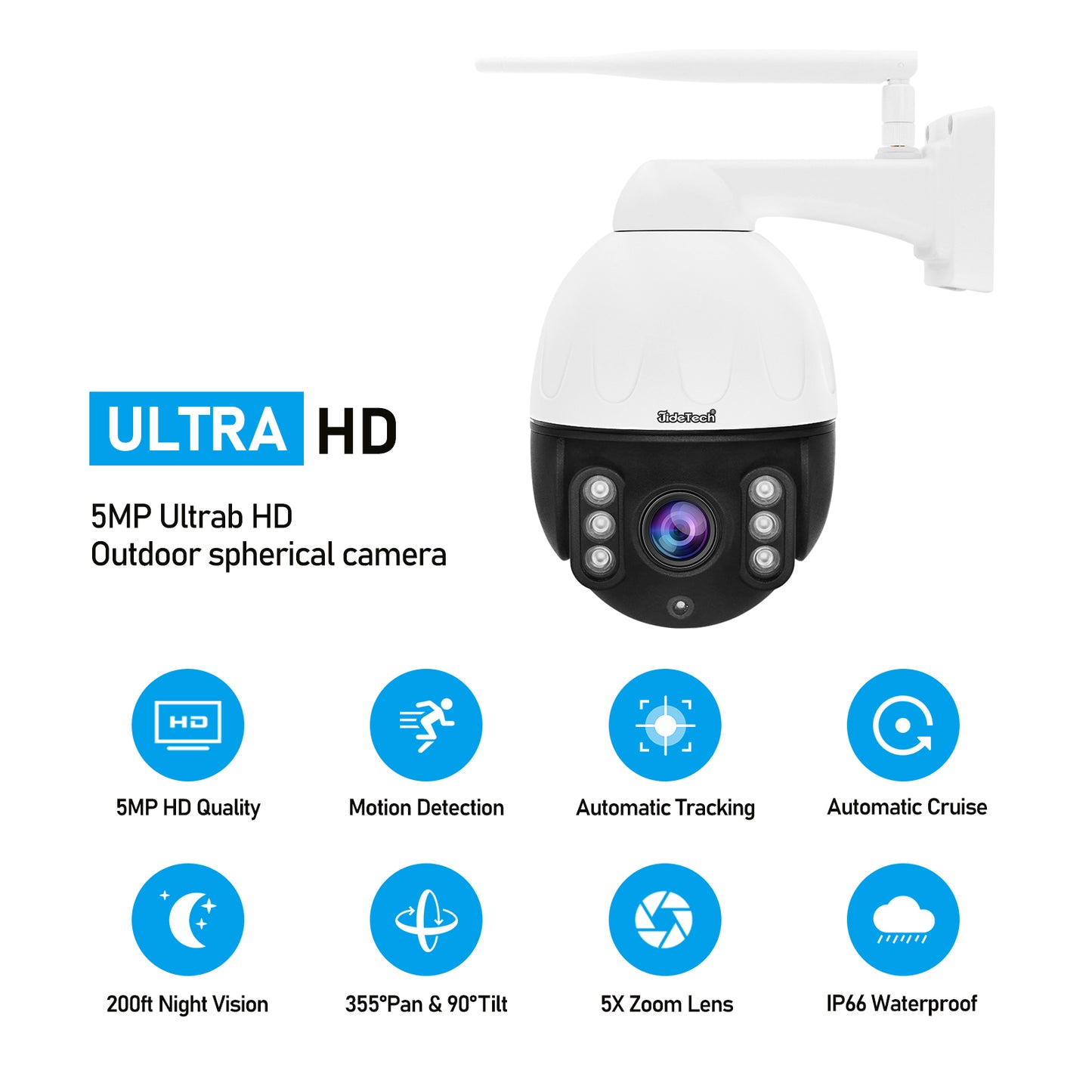 JideTech 5MP/8MP WiFi 5X Zoom PTZ IP Camera (P3-5X-5MPW)