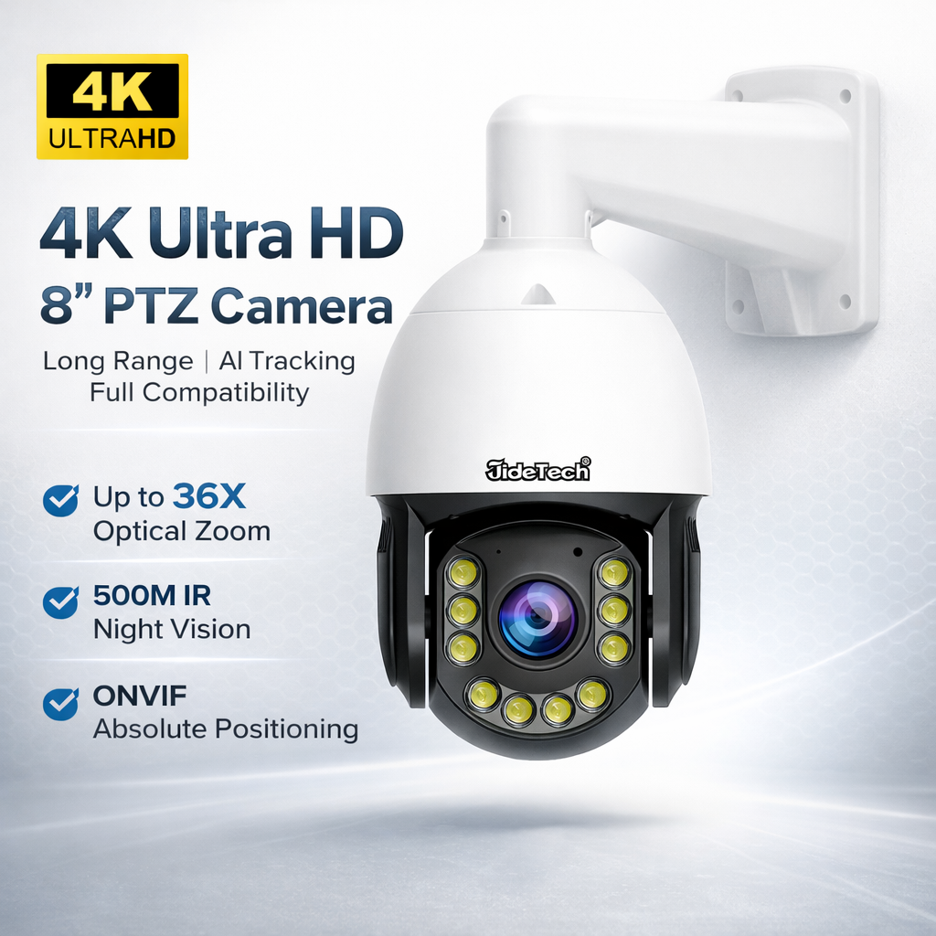 JideTech 8MP 30X Optical Zoom Absolute Positioning PoE PTZ IP Camera (P22)