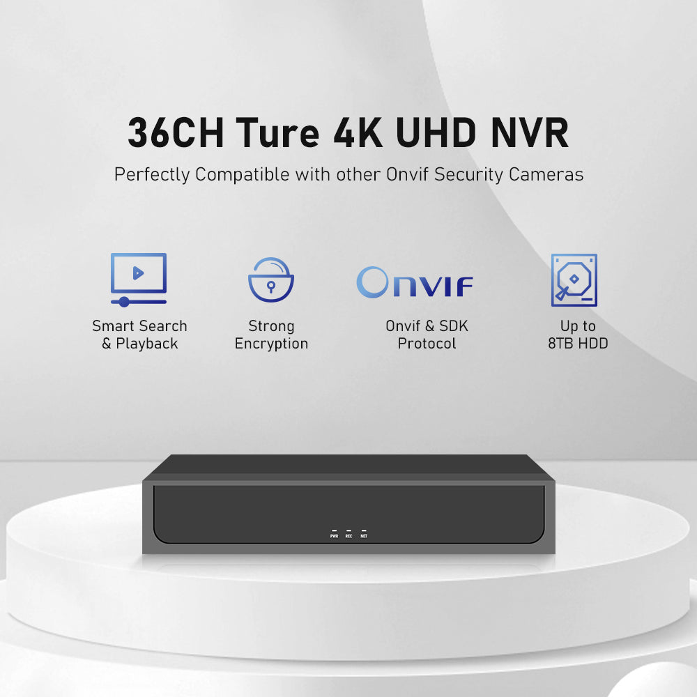 JideTech 36CH 8MP NVR Network Video Recorder Support 2HDD(MN3236B)