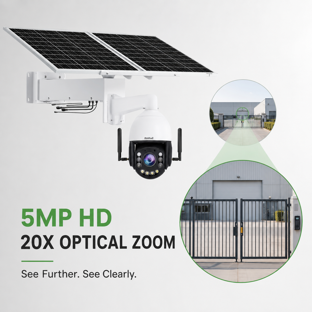 JideTech 5MP 20X 4G WiFi Solar PTZ Camera with OpenVPN & 80W Solar Kit P10