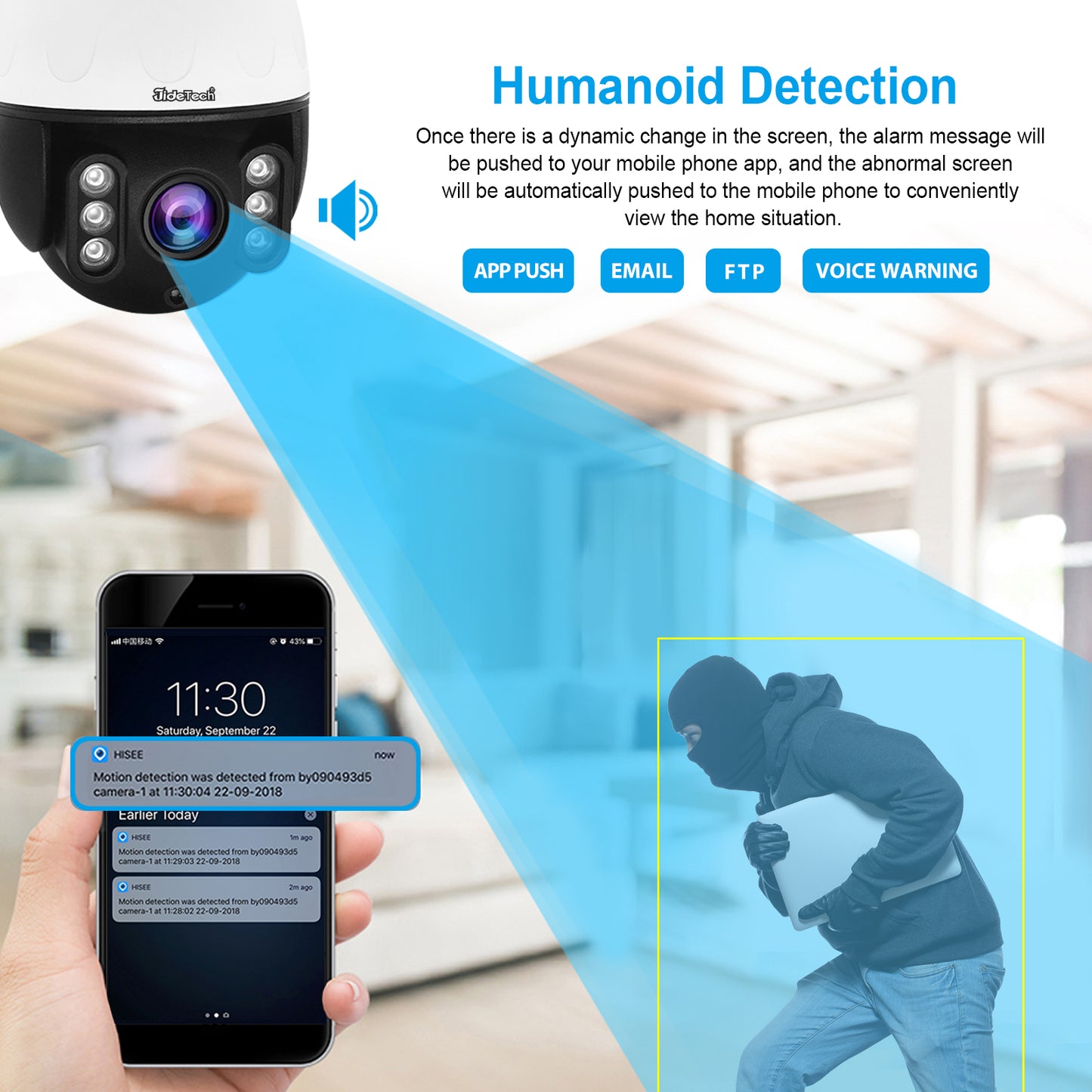 JideTech 5MP/8MP WiFi 5X Zoom PTZ IP Camera (P3-5X-5MPW)